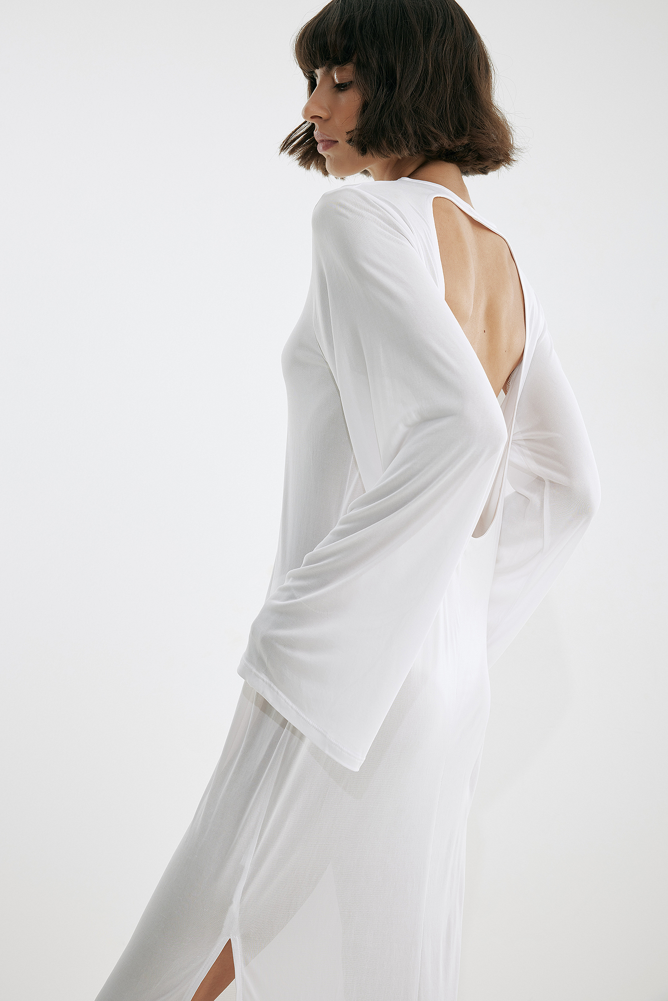 Flowy Open Back Maxi Dress White