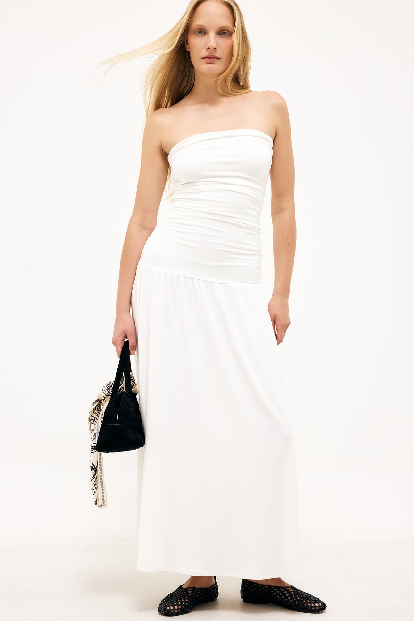 white maxi tube dress Beaded Maxi Tube Dress Creme White