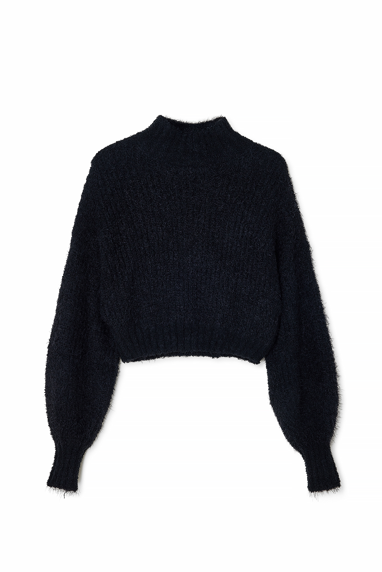 Fluffy Knitted Turtleneck Sweater Black | NA-KD