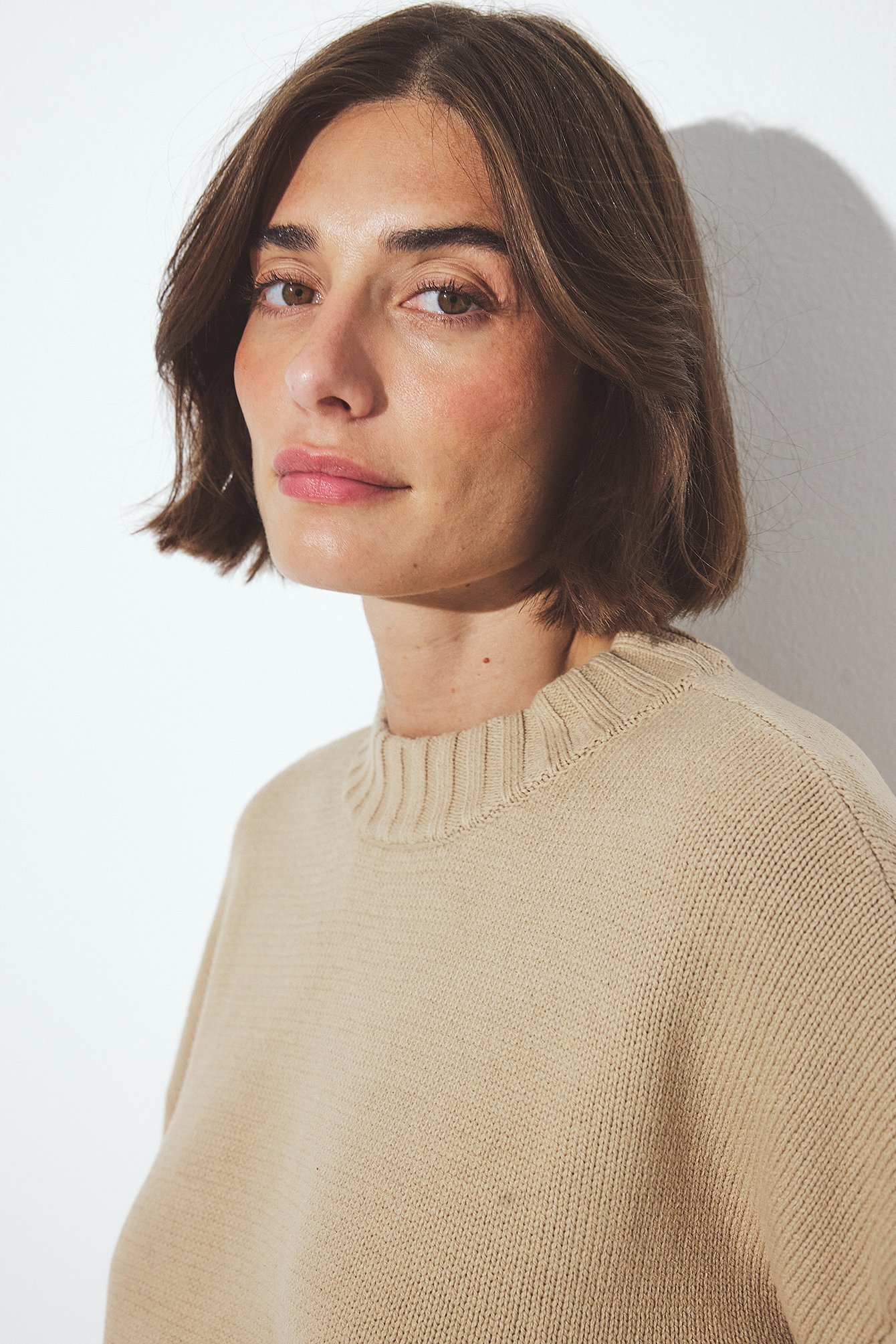 Contrast Seam Faux Suede Jacket Brown | NA-KD