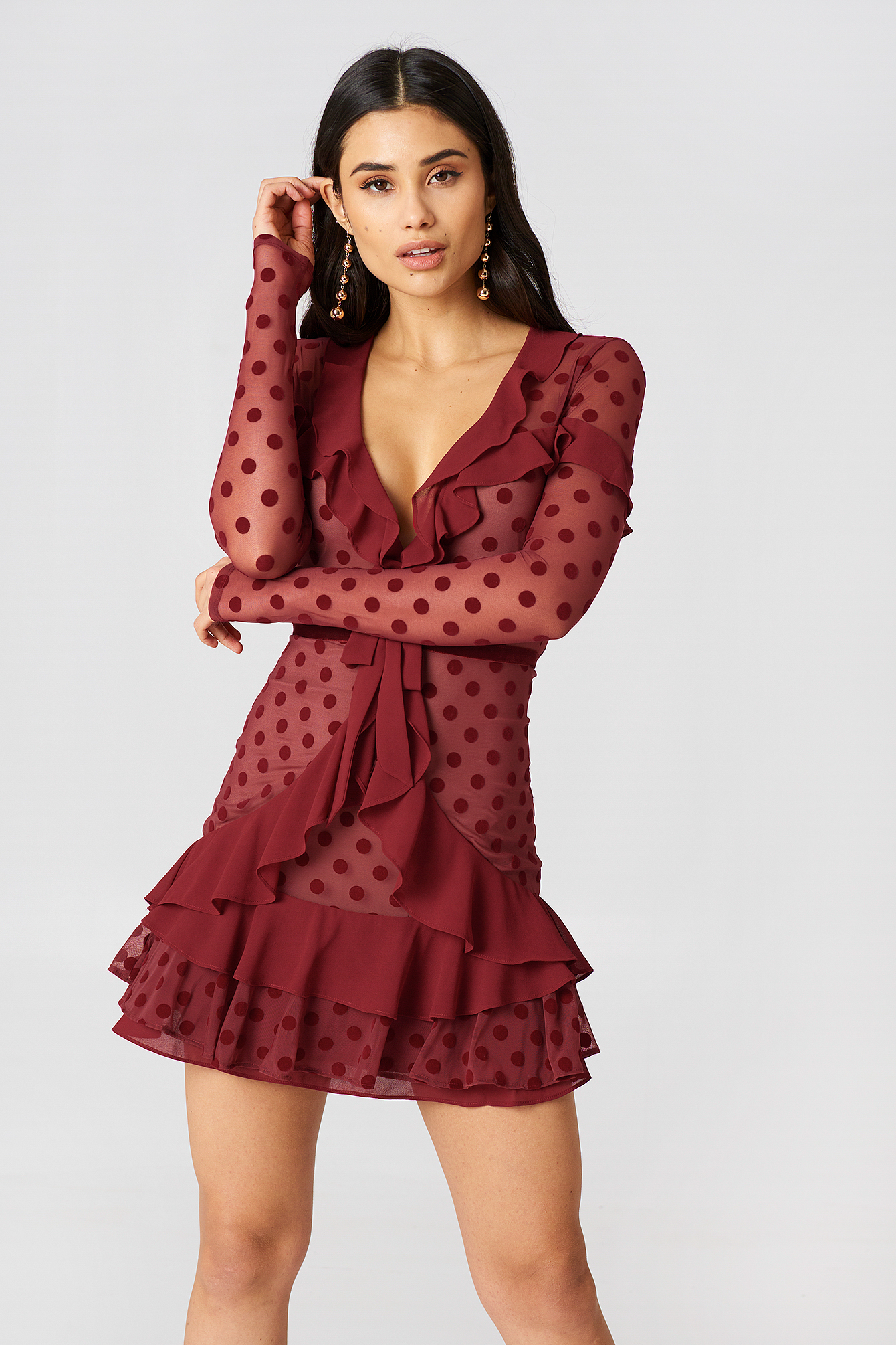 red dotty dress