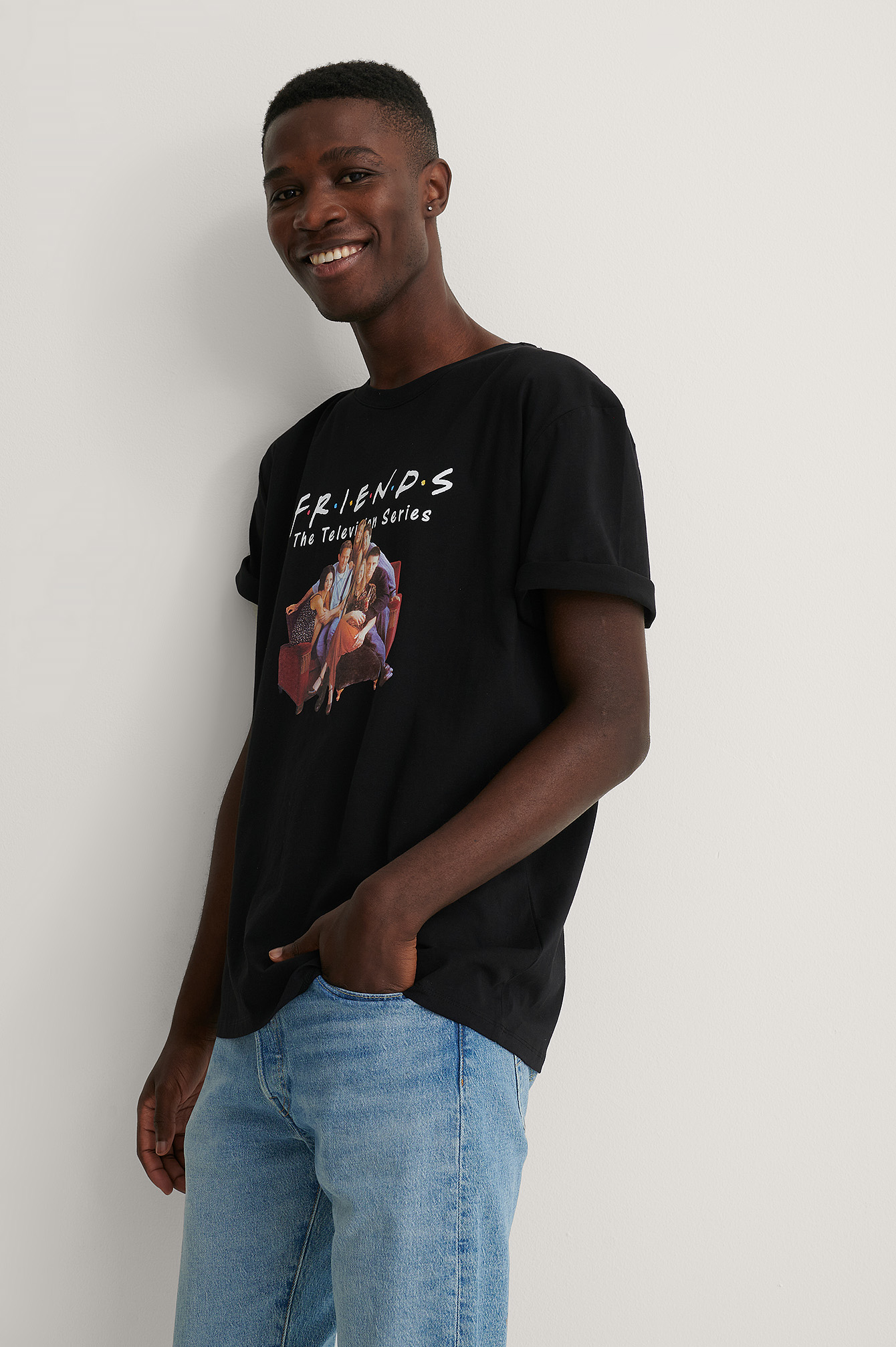 Black All Season Økologisk Unisex T-shirt Med Print Med FRIENDS