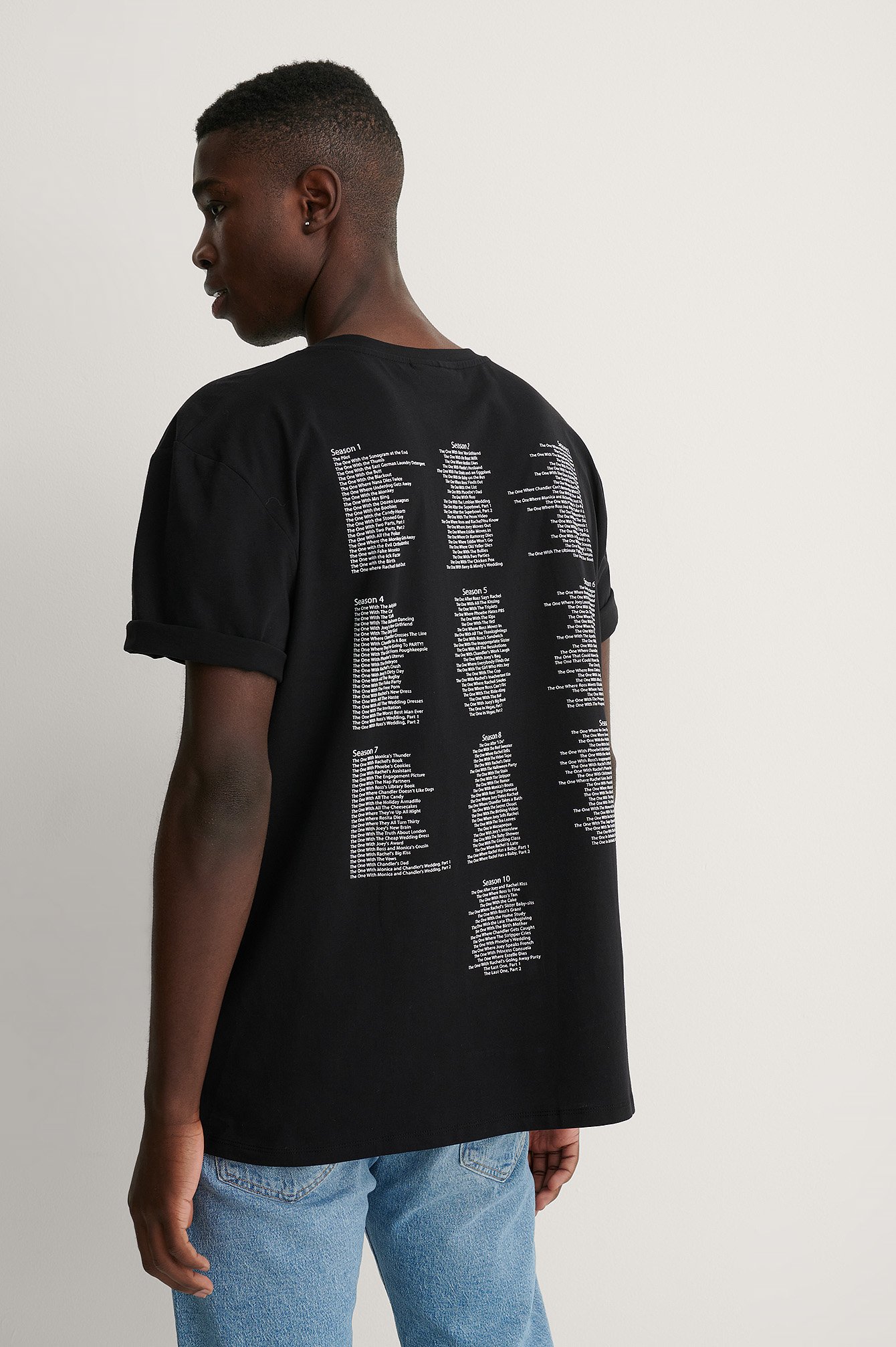 Black All Season Økologisk Unisex T-shirt Med Print Med FRIENDS