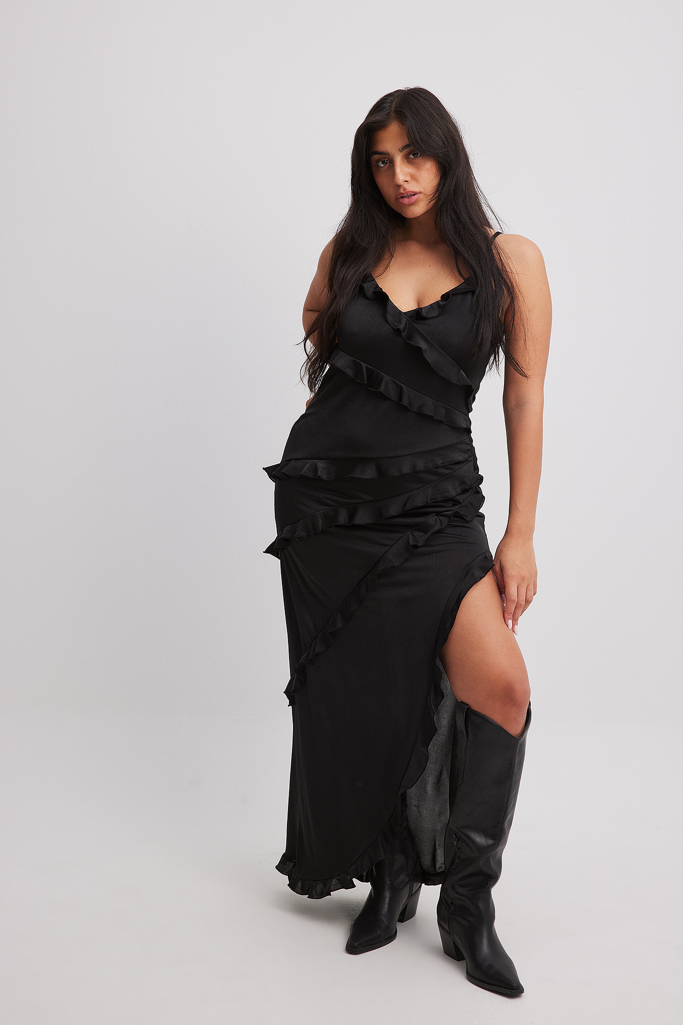 Frill Trim Sleeveless Maxi Dress main image 0