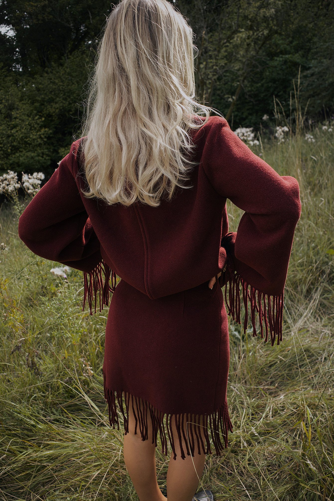 Olivia TPS x NA-KD Kjol med fransdetalj - Minikjolar - Burgundy - EU 42 - NA-KD / NAKD