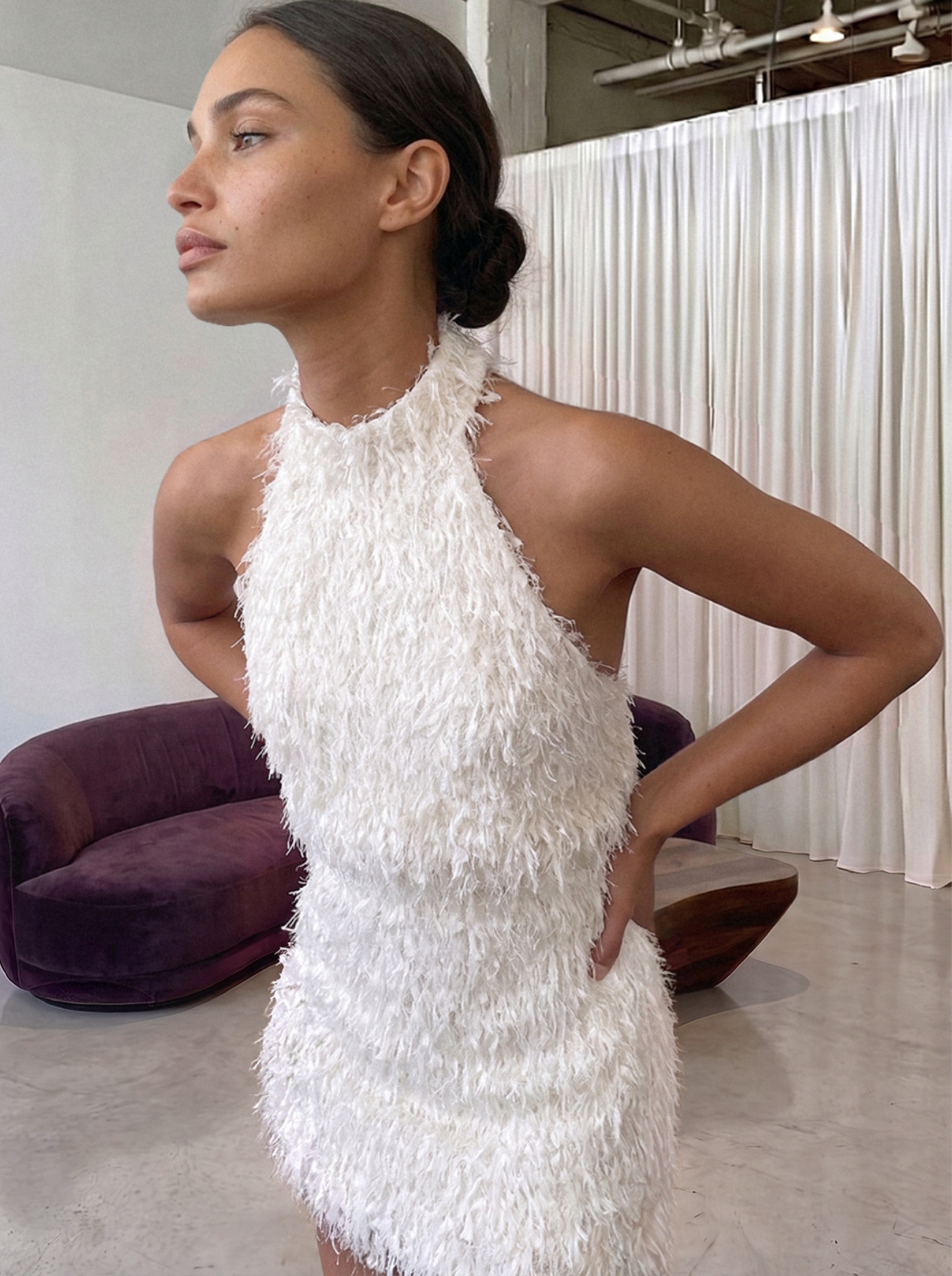 Fringe Halter Dress - Halterneck Dresses - White