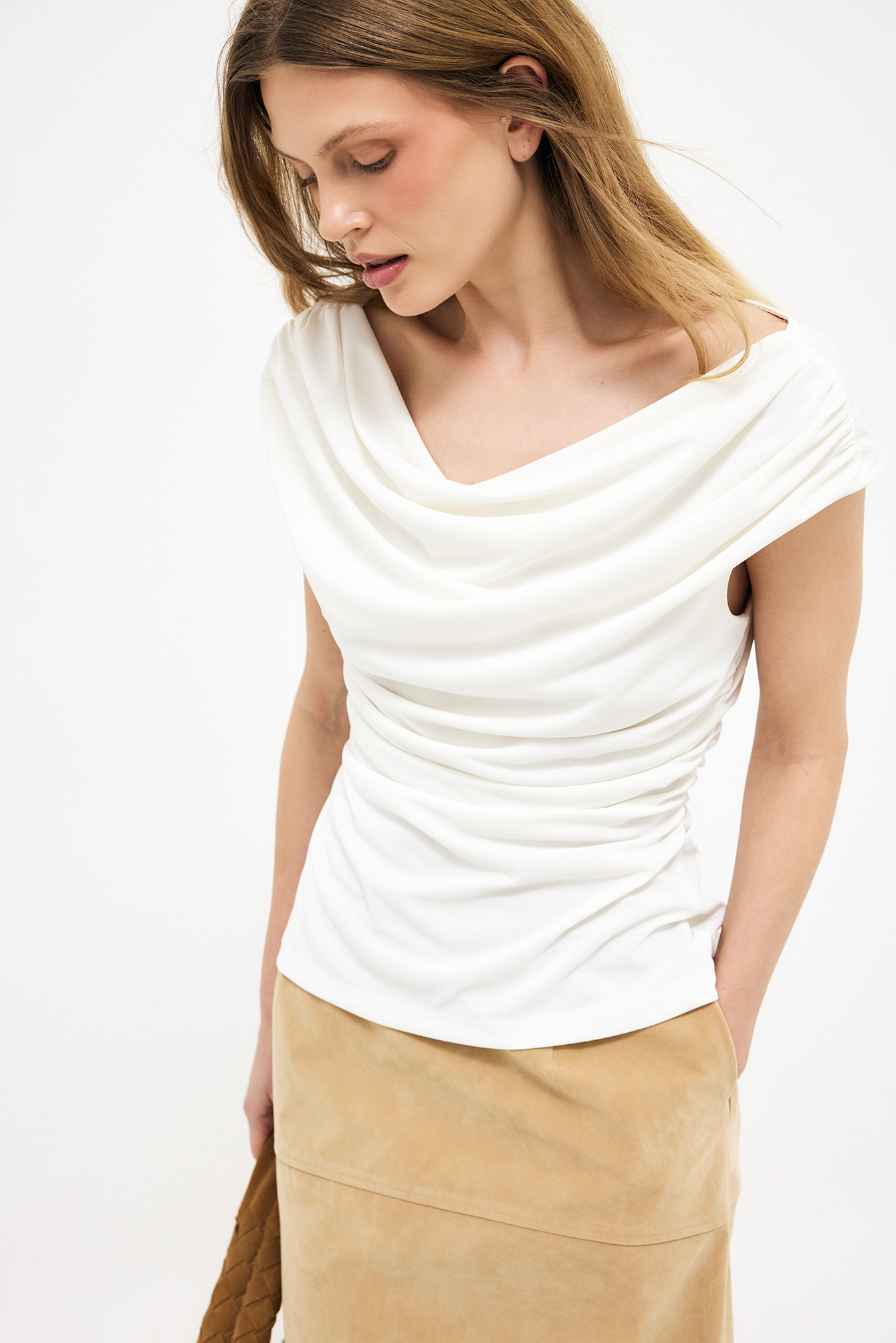 Front Draped Sleeveless Top - Sleeveless Tops - Offwhite - S - NA-KD / NAKD