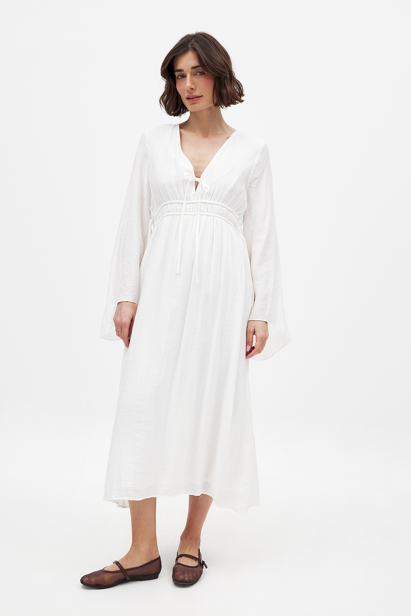 Tie Front Kaftan Dress - Spring Dresses - Offwhite - EU 32 - NA-KD / NAKD