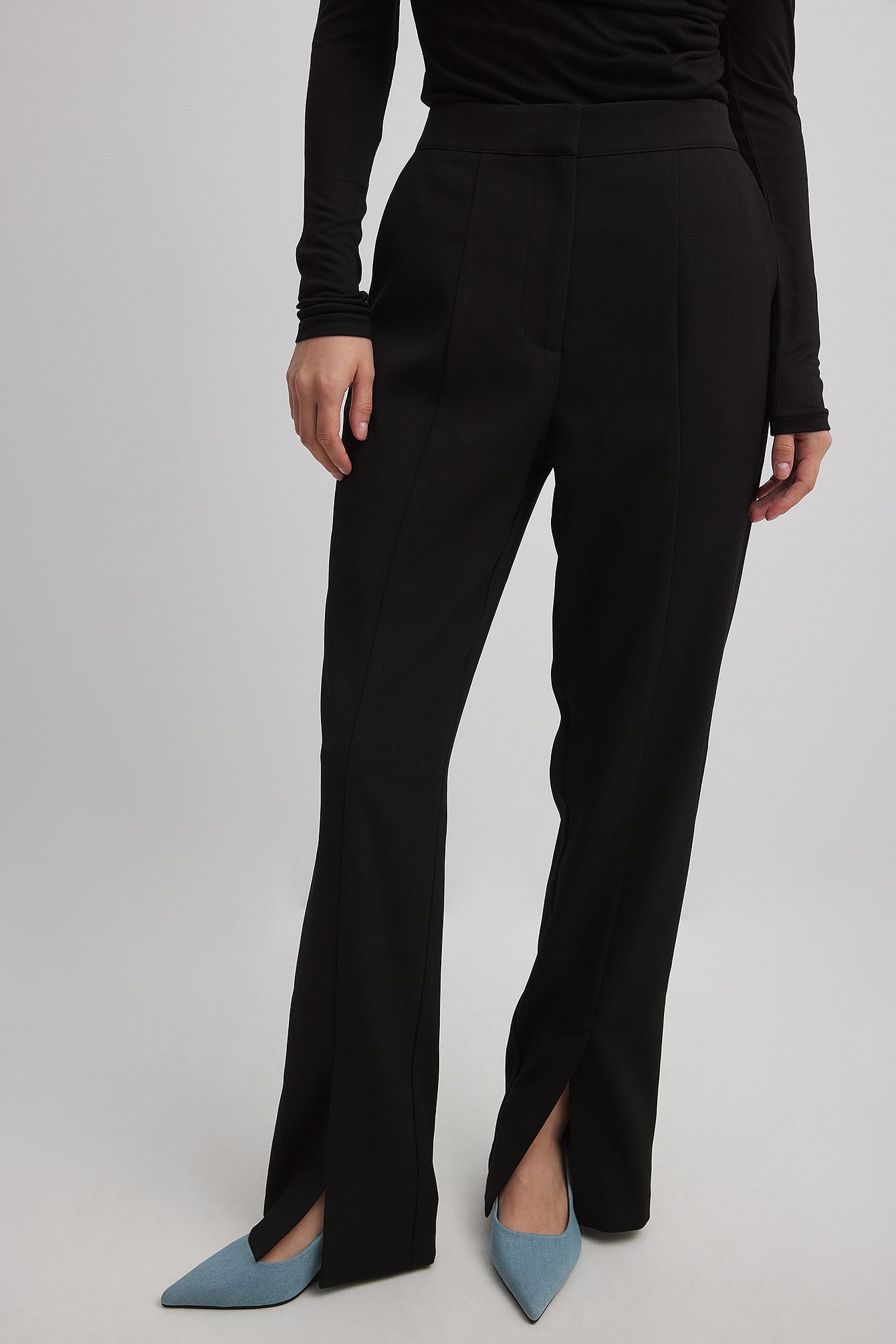 Front Slit High Waist Pants Black | NA-KD