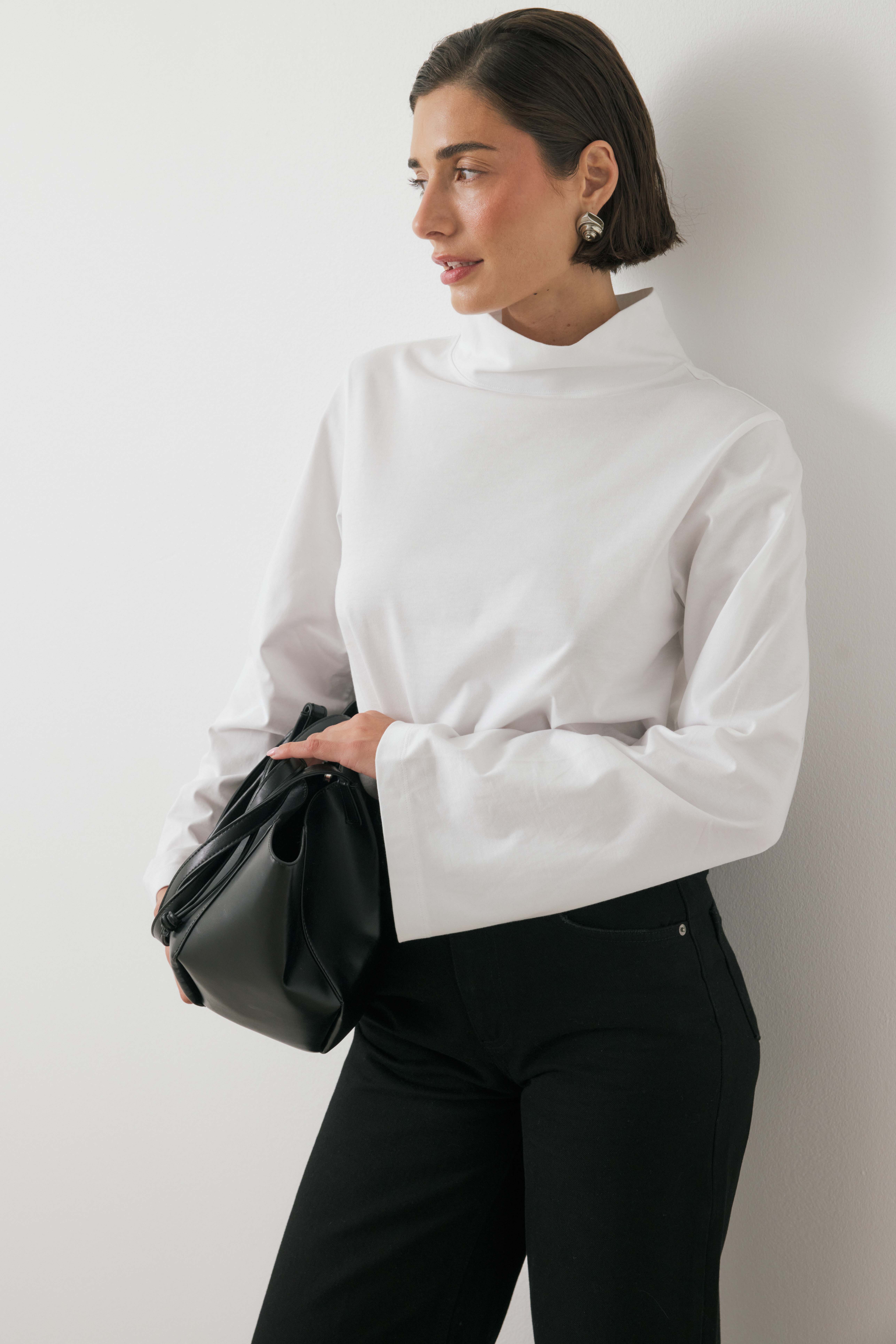NA-KD Tung topp med trattkrage - Polotoppar - Vit - M (EU 38-40) - NA-KD / NAKD