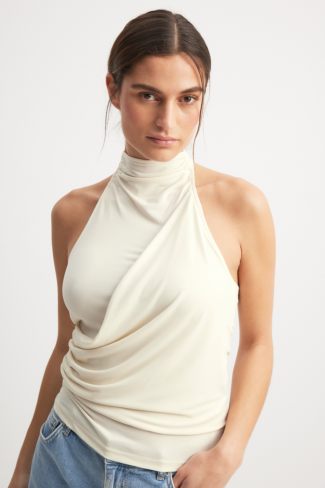 Funnel Neck Top Offwhite | NA-KD