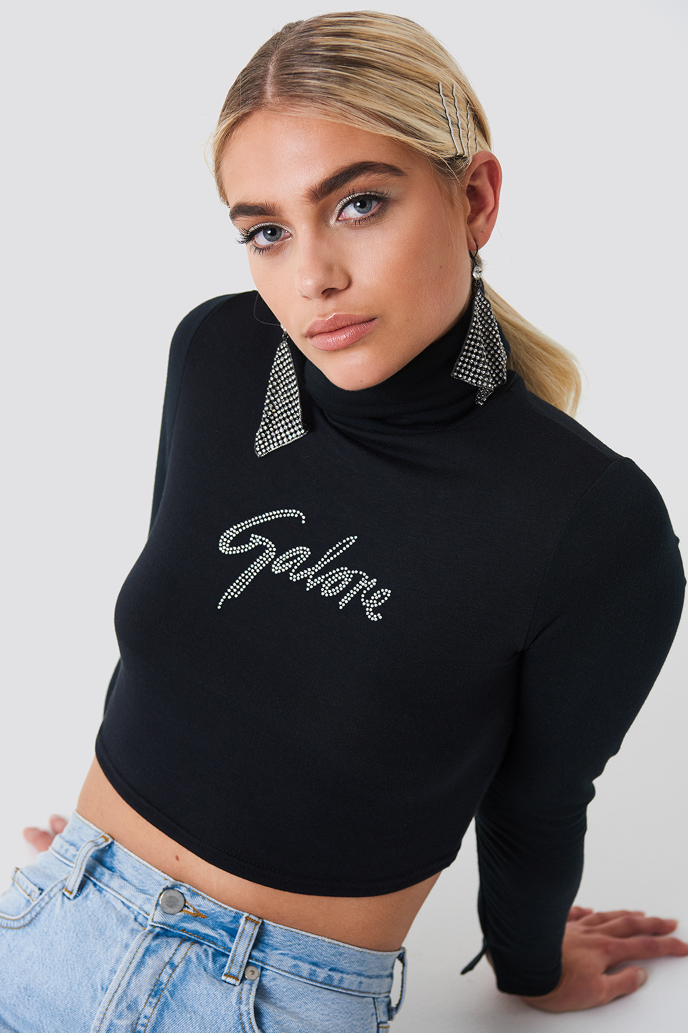Galore Cropped Polo Top Ink