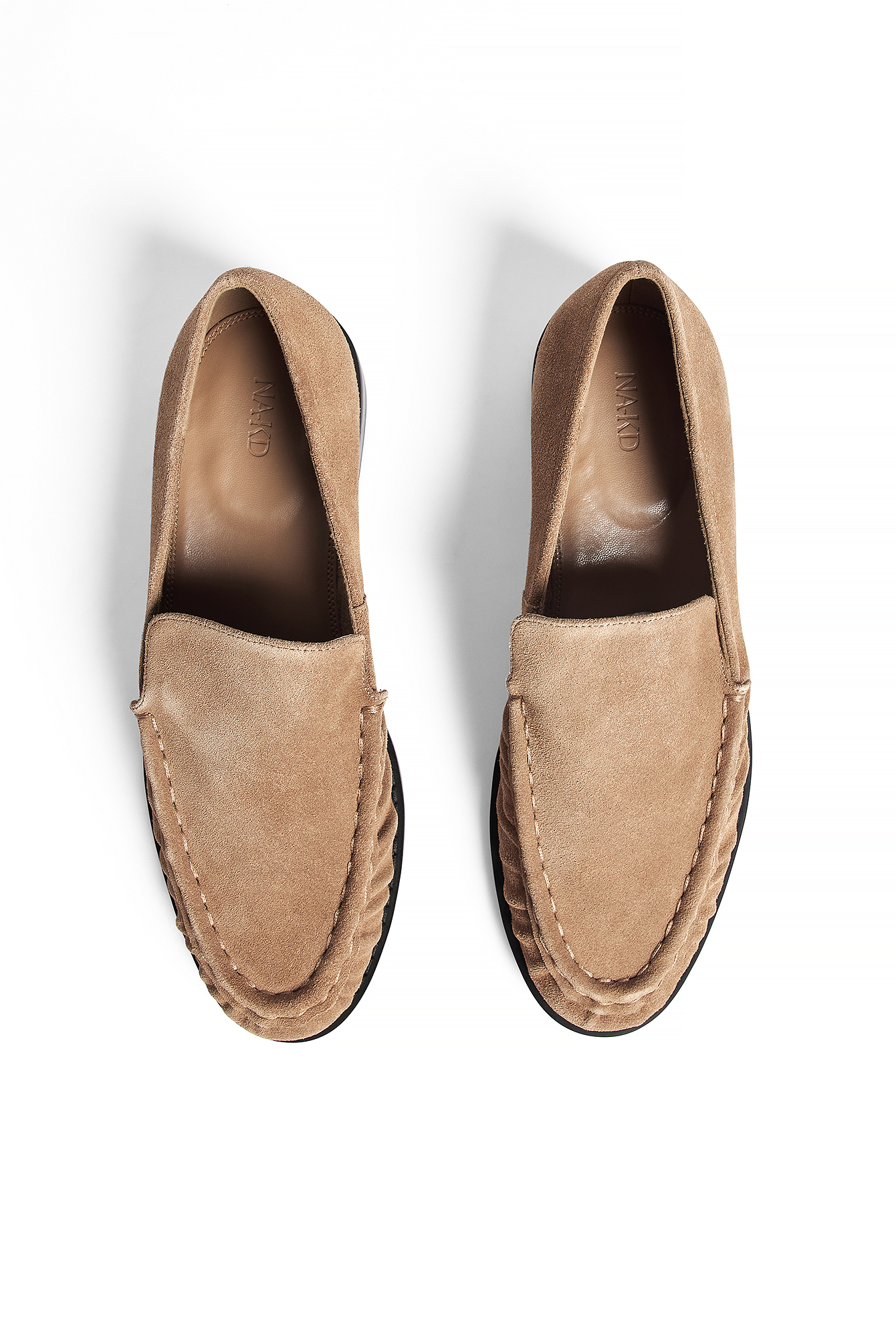 Premium Selection Suède loafers met rimpeldetail - Platte Schoenen - Beige - EU 36 - NA-KD / NAKD