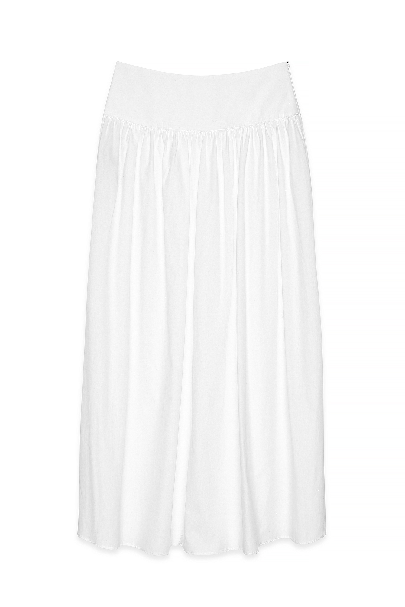 White Gathered Maxi Cotton Skirt