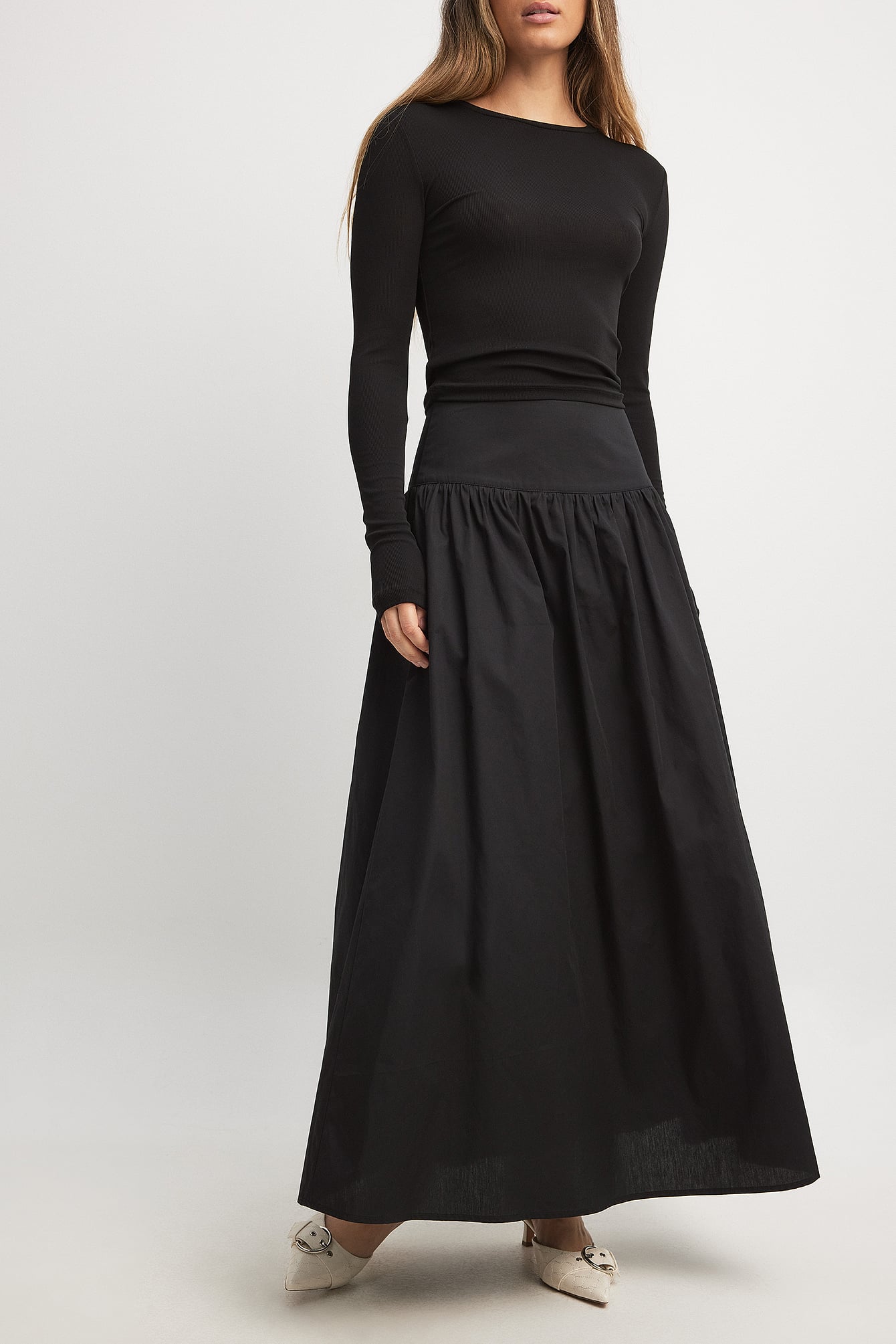 Balloon Skirt Midi Dress Black | NA-KD Balloon Skirt Midi Dress Black | NA-KD