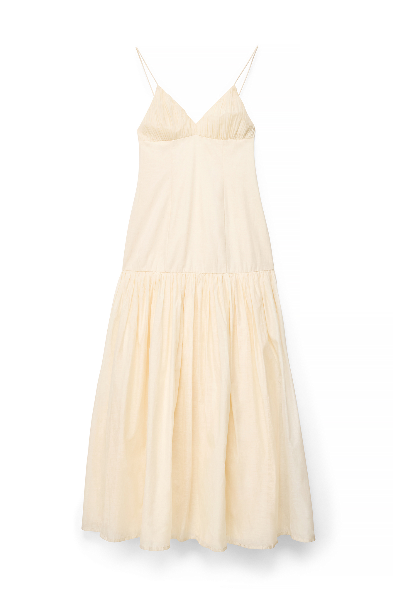 Cream Klänning med rynkade band