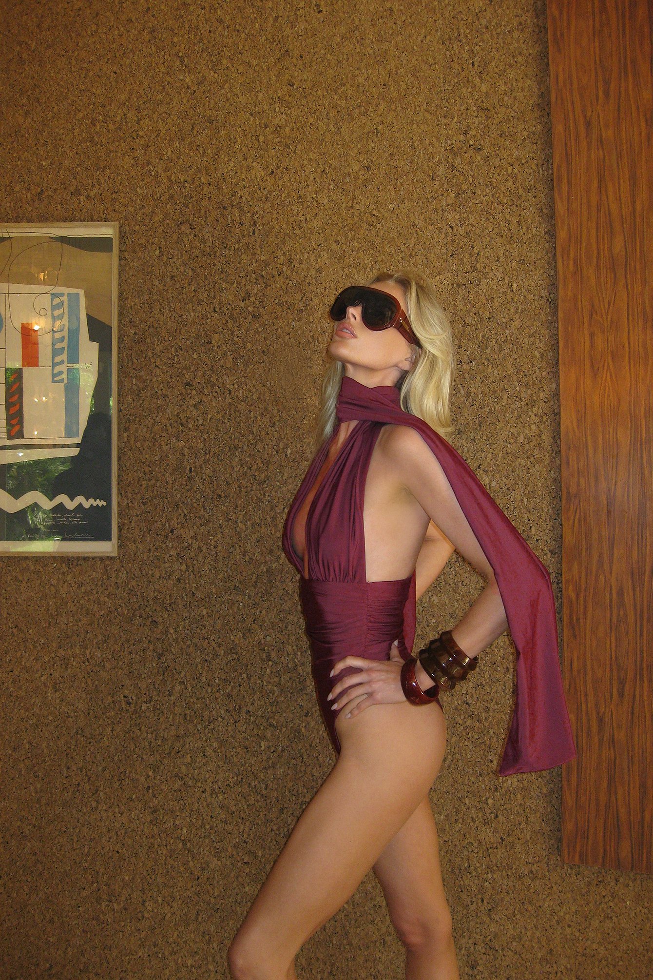 Elsa Hosk x NA-KD Gathered Waist Swimsuit - Swimsuits - Burgundy - M (EU 38-40) - NA-KD / NAKD