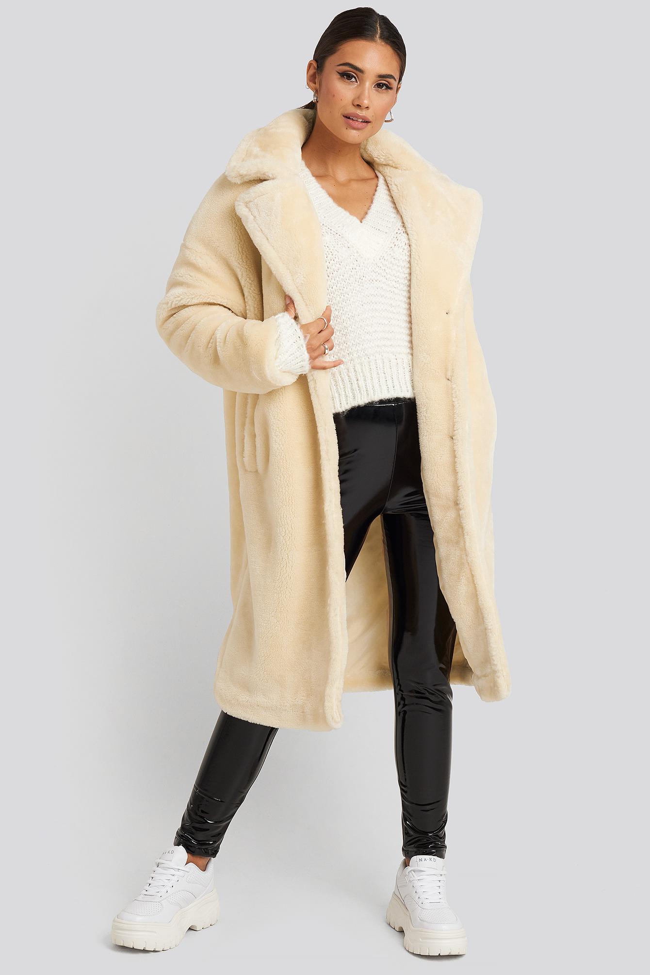 Faux Fur Coat Off White