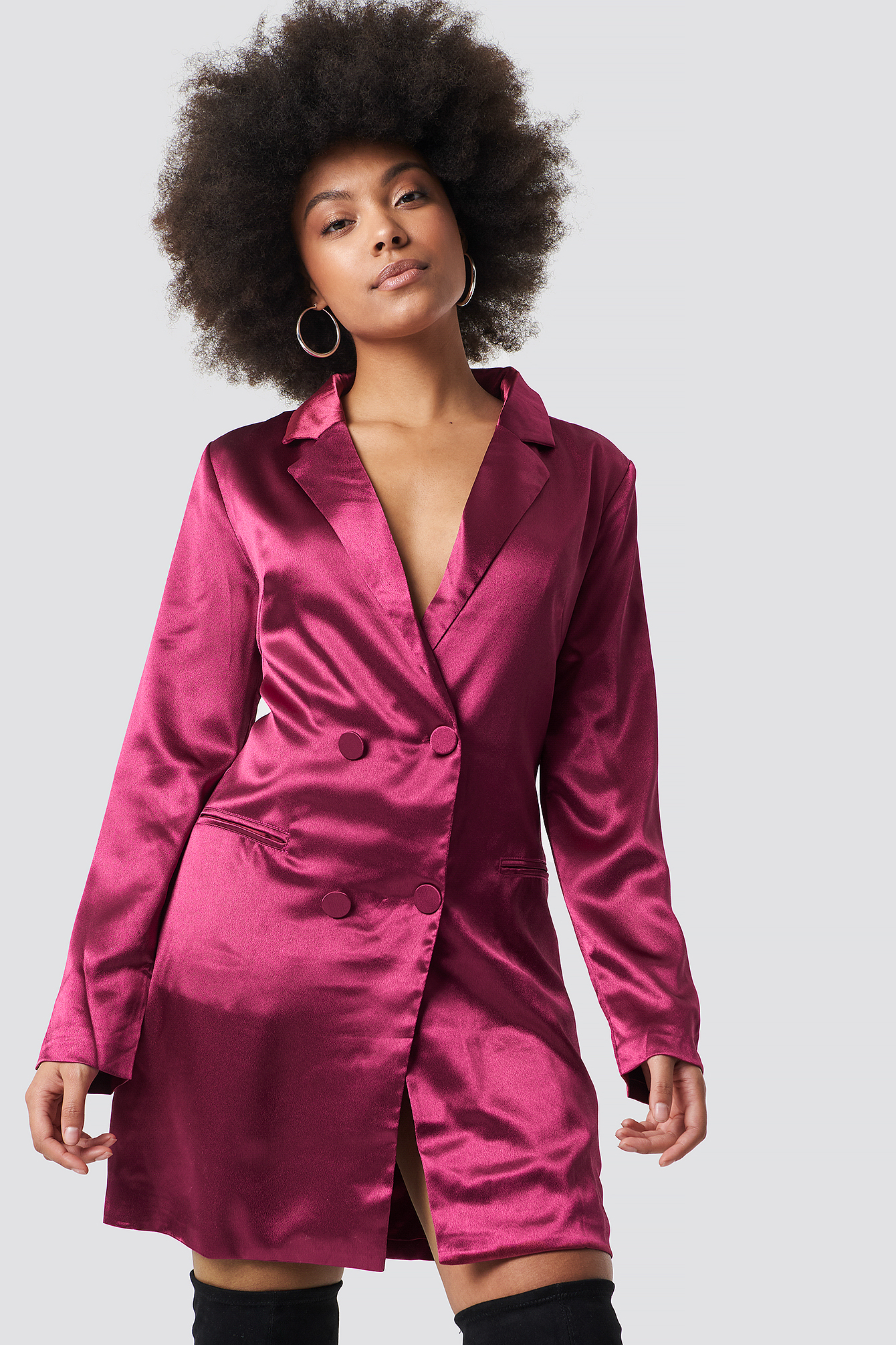 GLAMOROUS Satin Suit Dress Pink