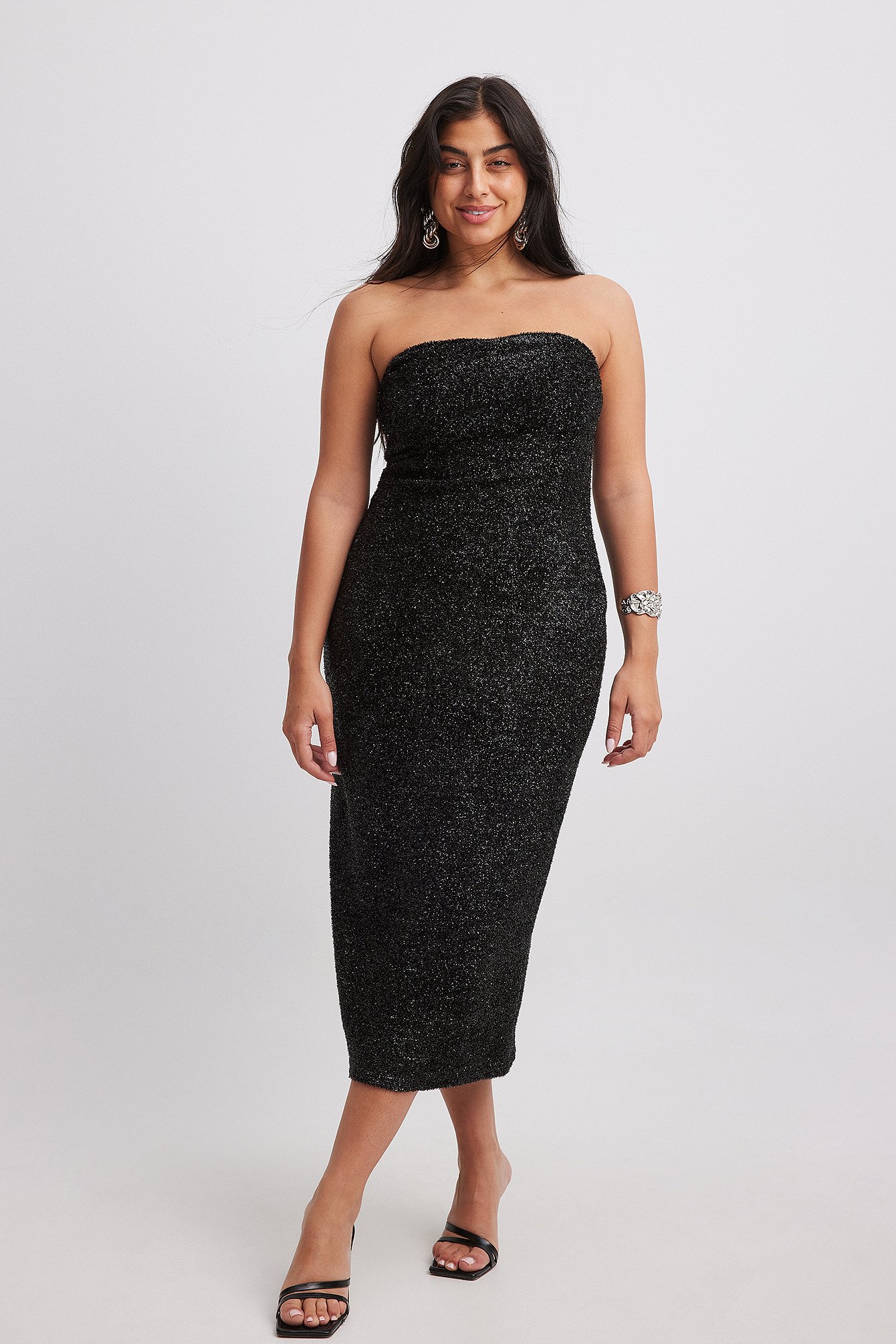 Glitter Midi Dress Black | NA-KD Glitter Midi Dress Black | NA-KD