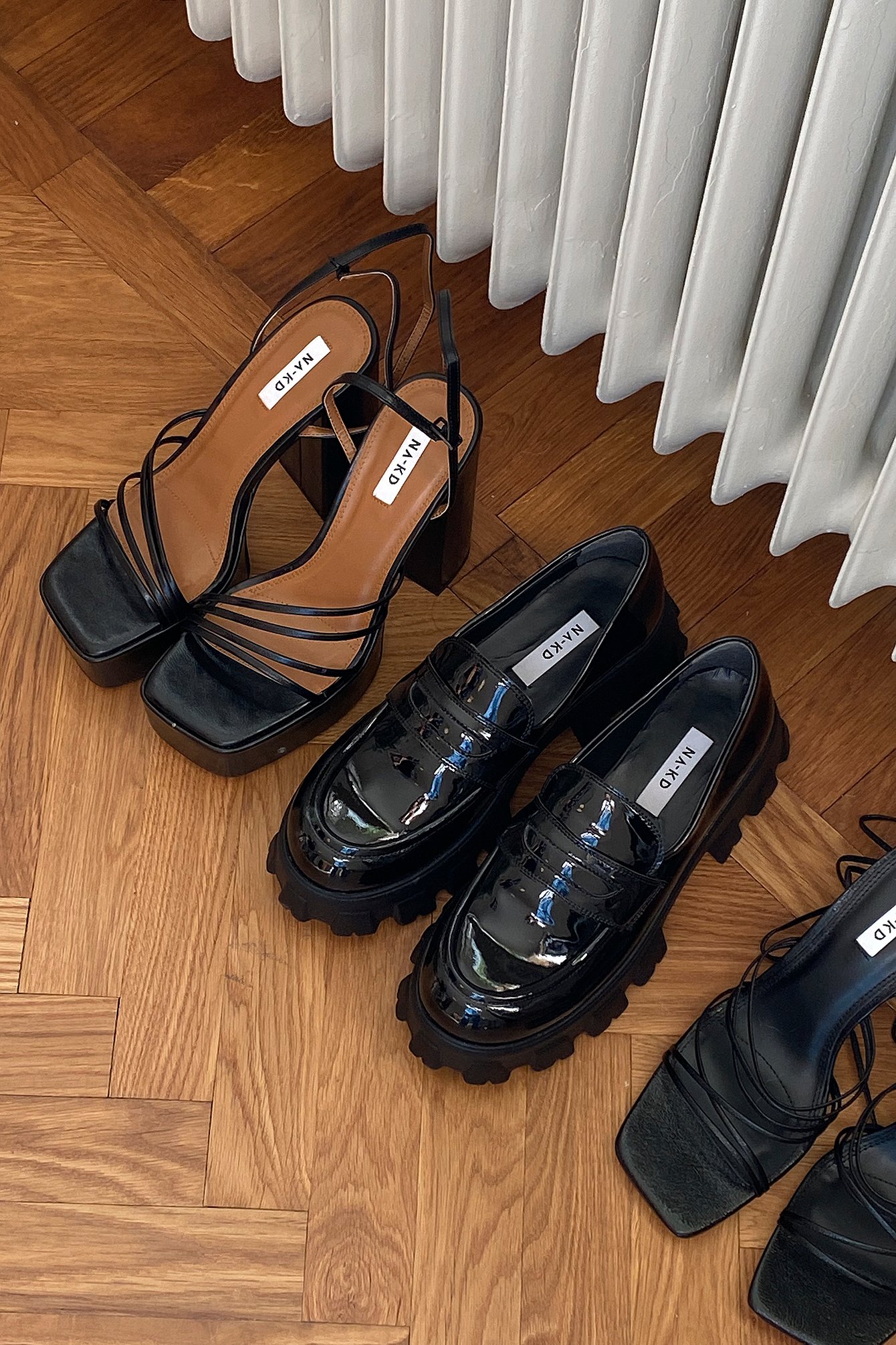 Black Glanzende loafers met lak