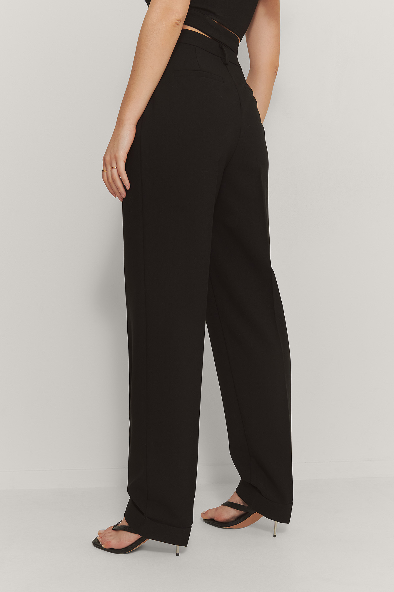 Fold Up Detail Suit Pants Black | na-kd.com