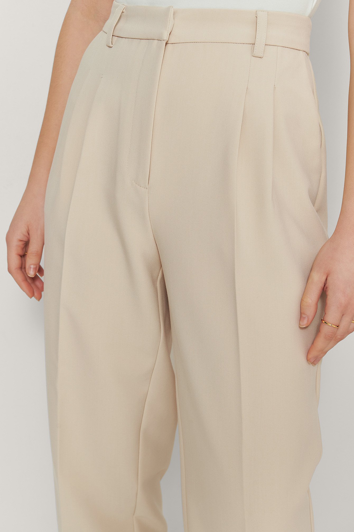 Fold Up Detail Suit Pants Beige | na-kd.com