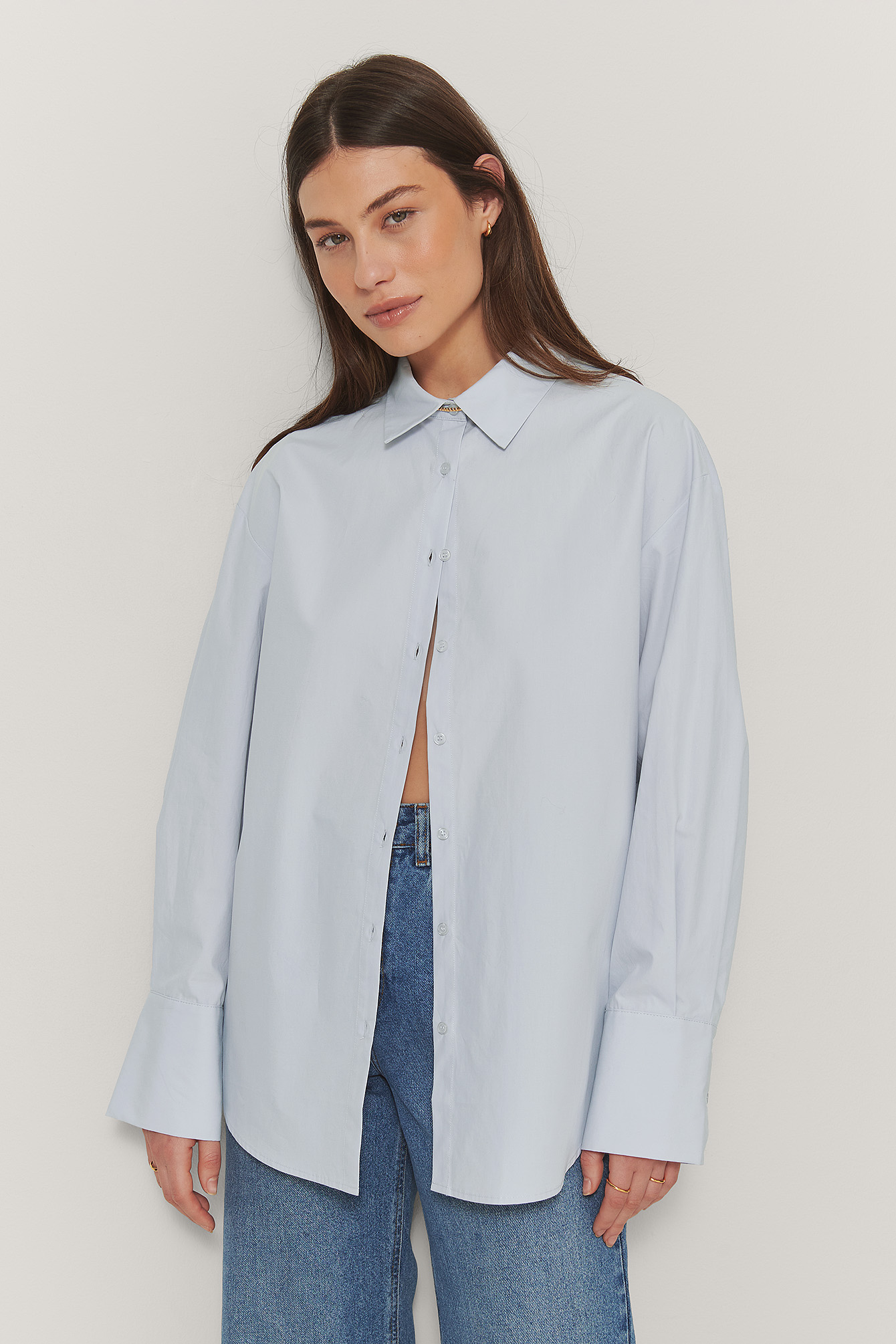 Oversized Boxy Shirt Blue | na-kd.com