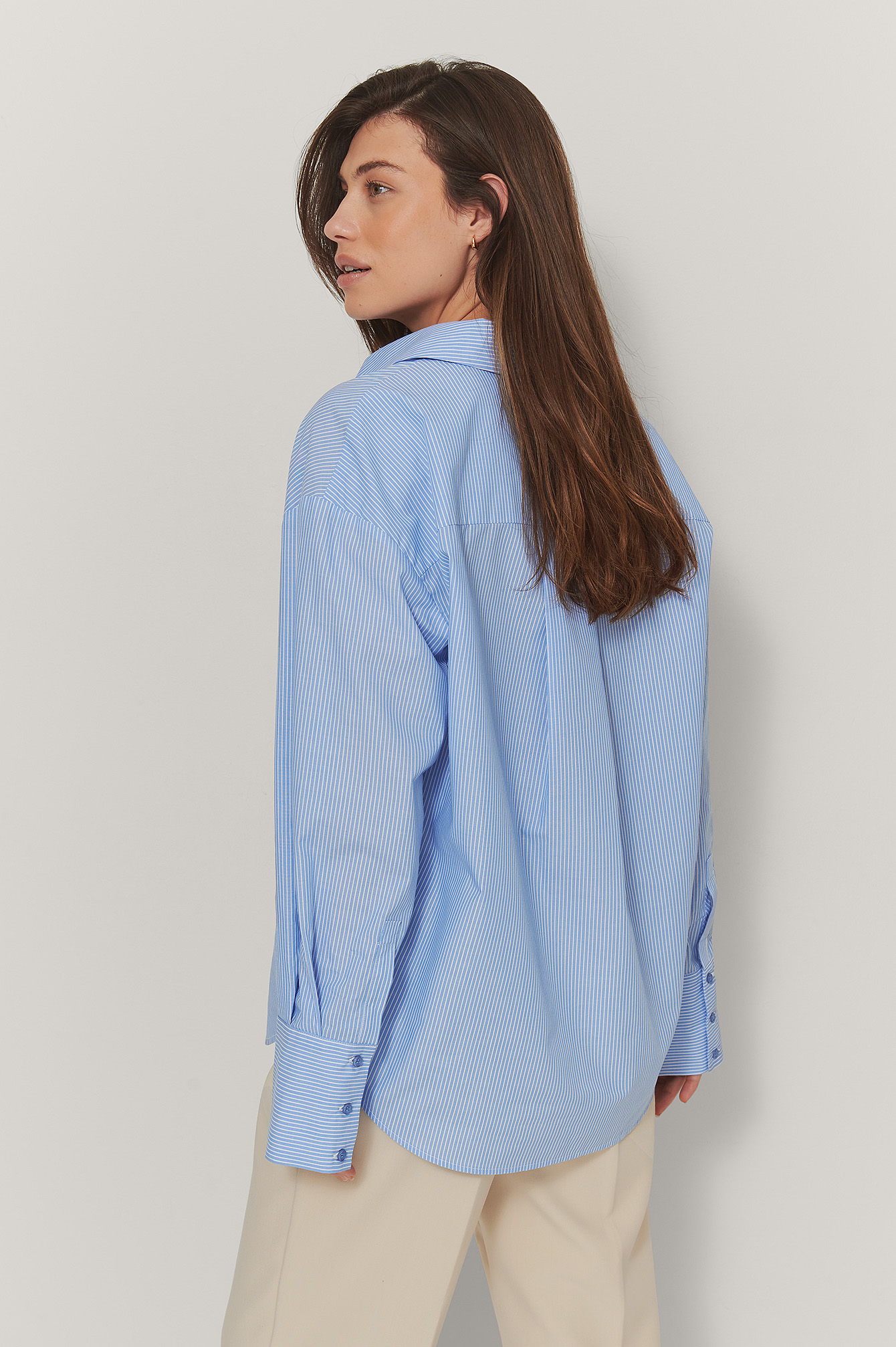 Striped Boxy Shirt Blue | na-kd.com