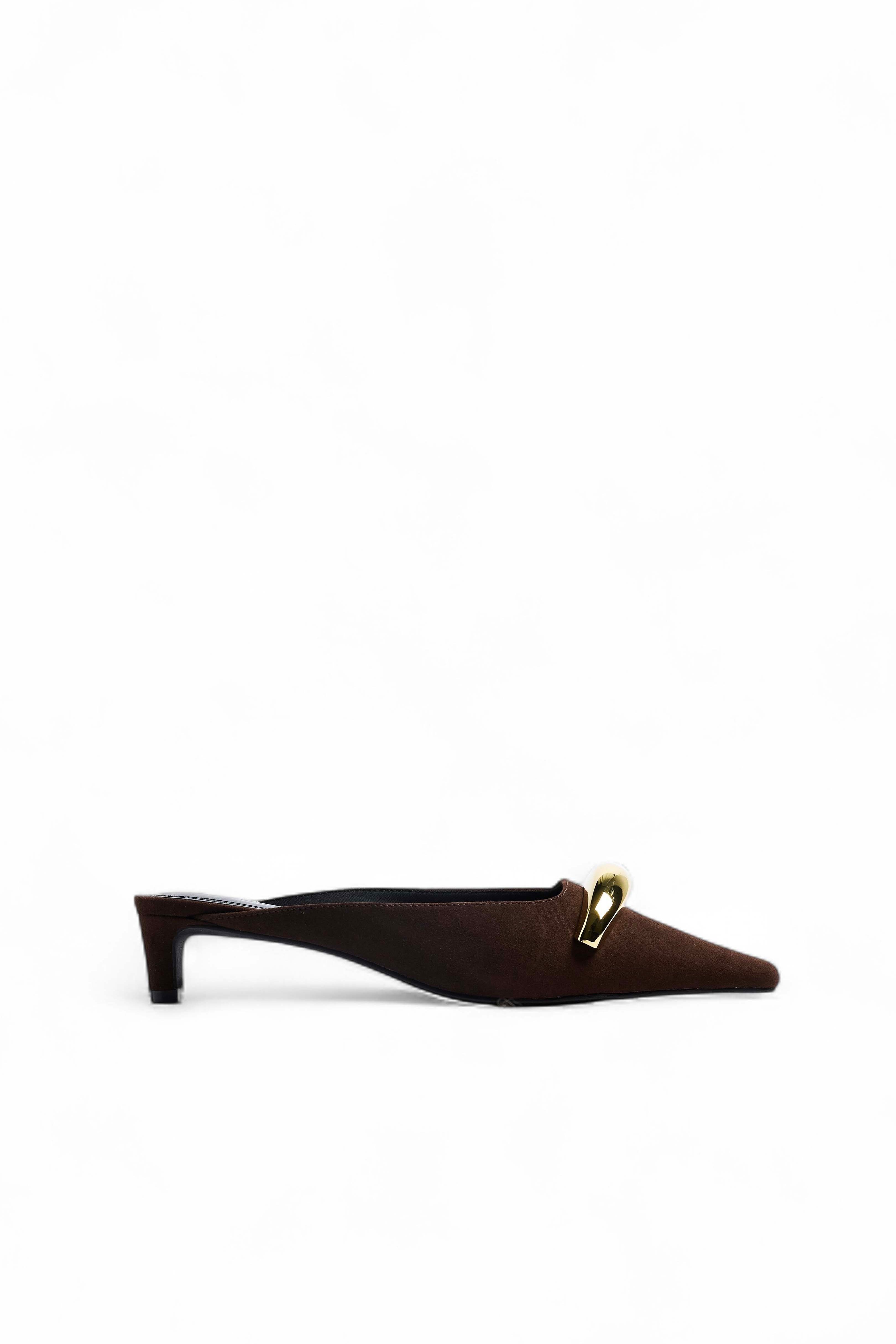Brown Gold Detail Pumps