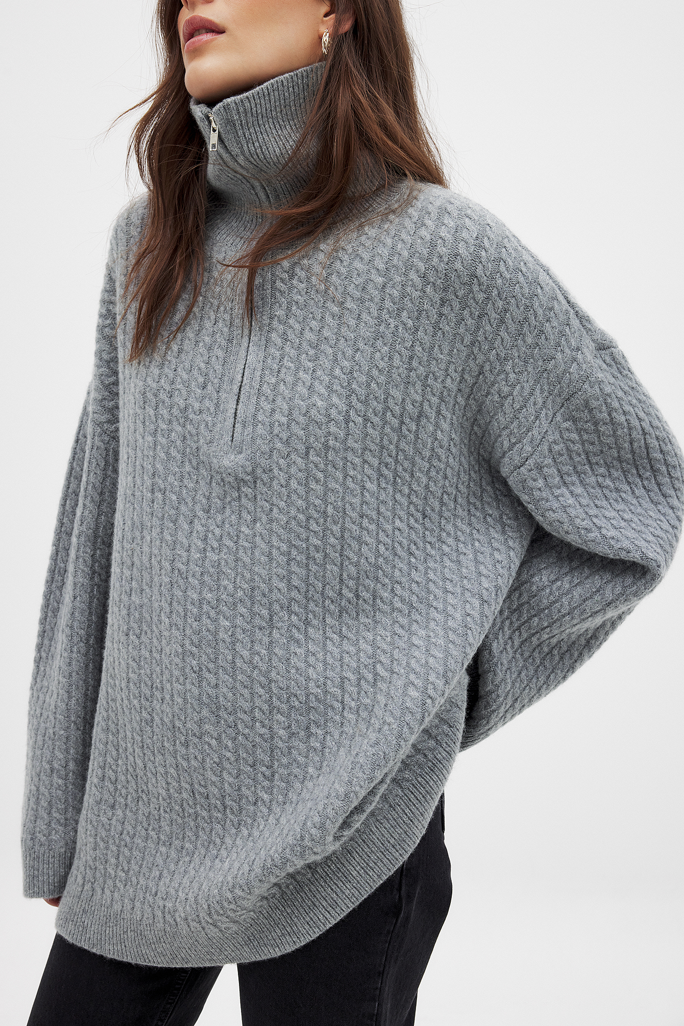 エピヌÉé high neck big border knit gray Xposed Tunnel Neck Knit – The Library 1994