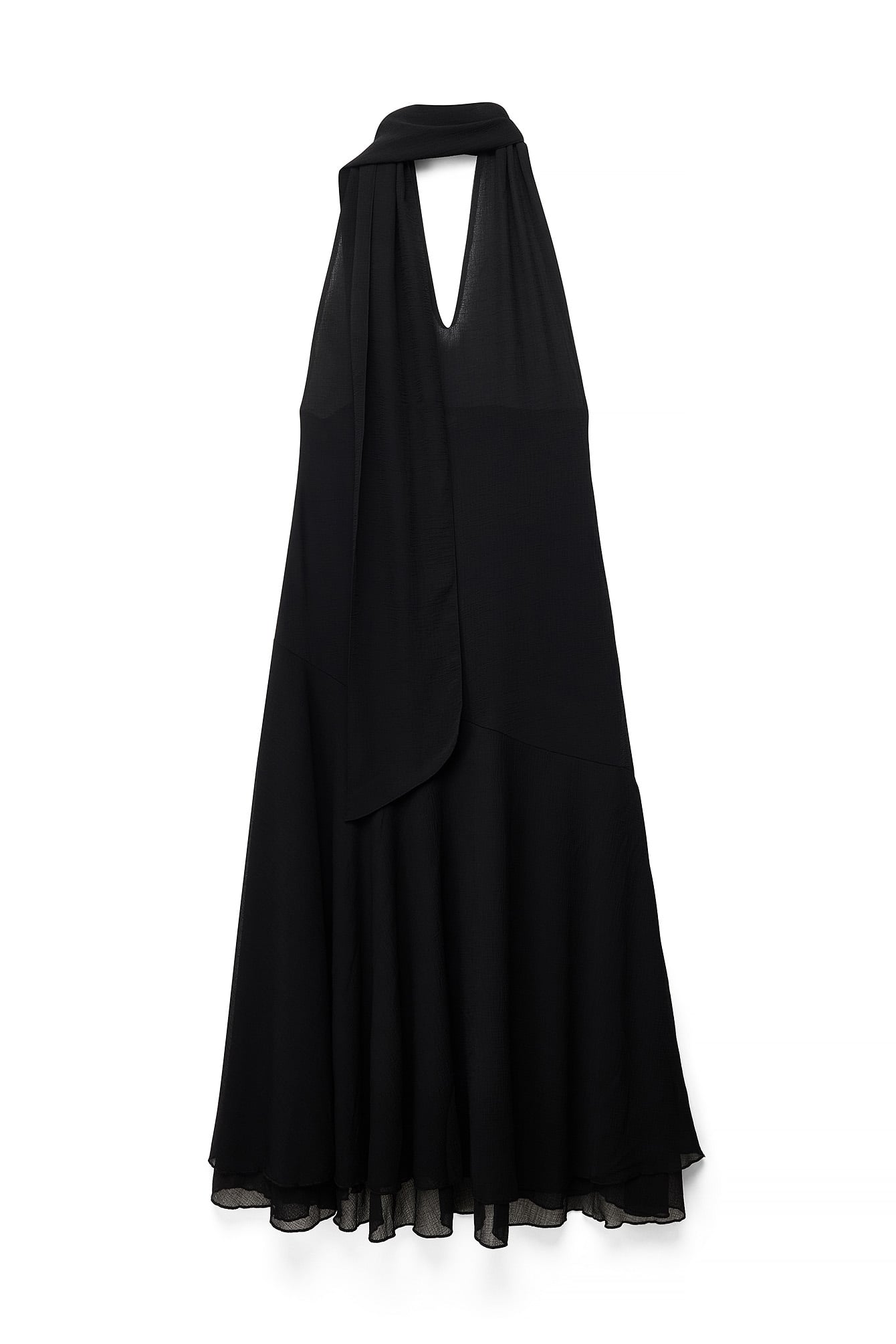 Black Asymmetrisk klänning i chiffon med halterneck