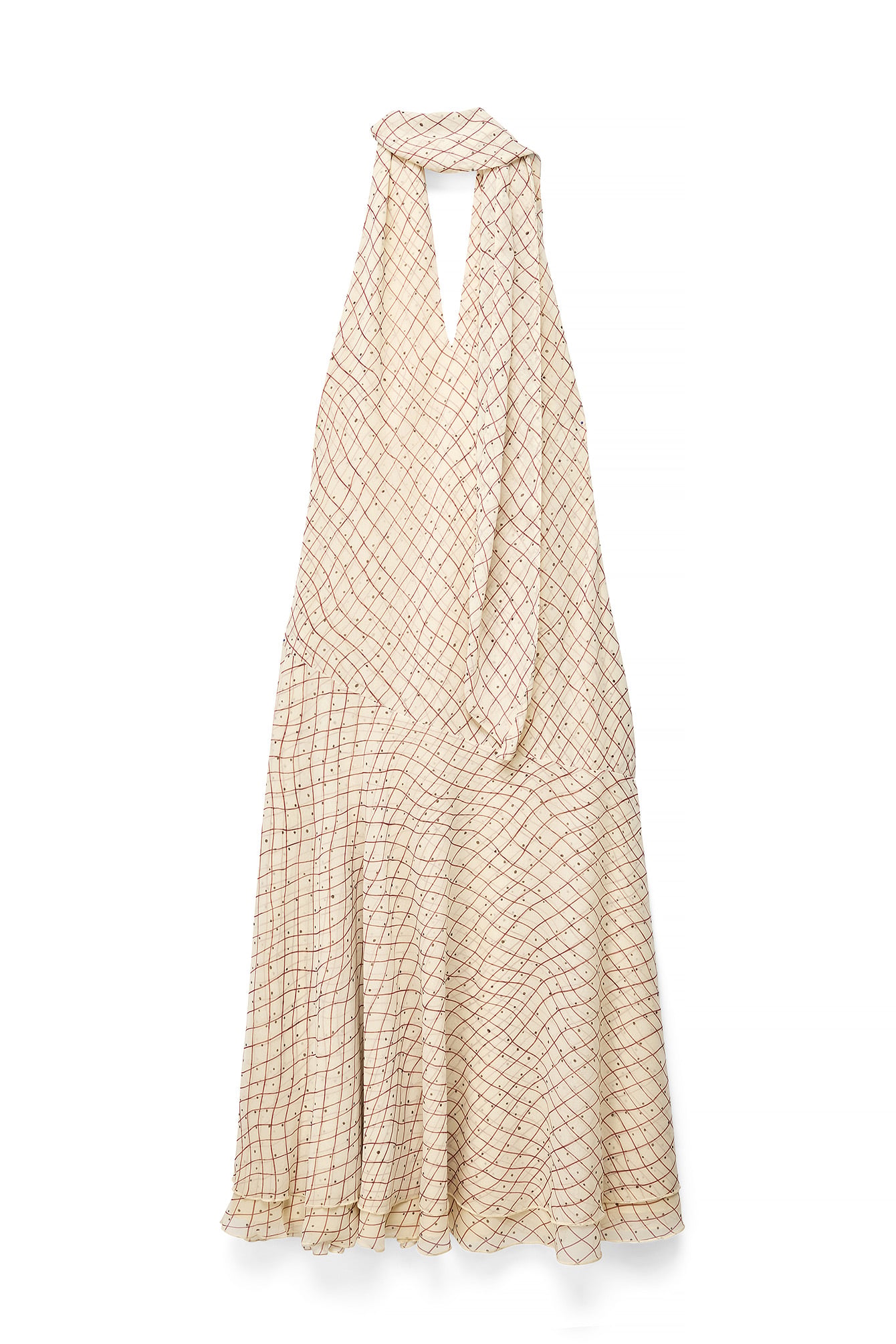 All Over Print Halterneck Chiffon Asymmetric Dress