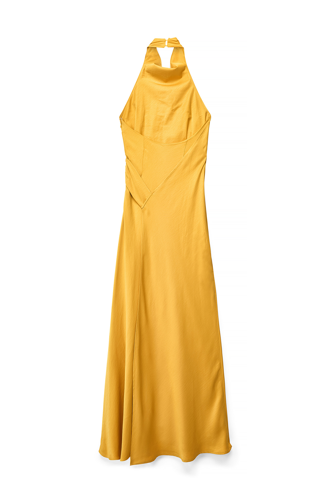 Mustard Halterneck Wrap Detail Maxi Dress