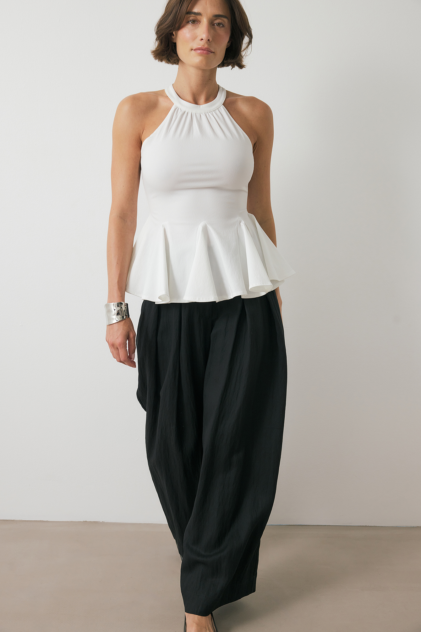 Geplooide top met halternek - Haltertops - Gebroken wit - XS - NA-KD / NAKD