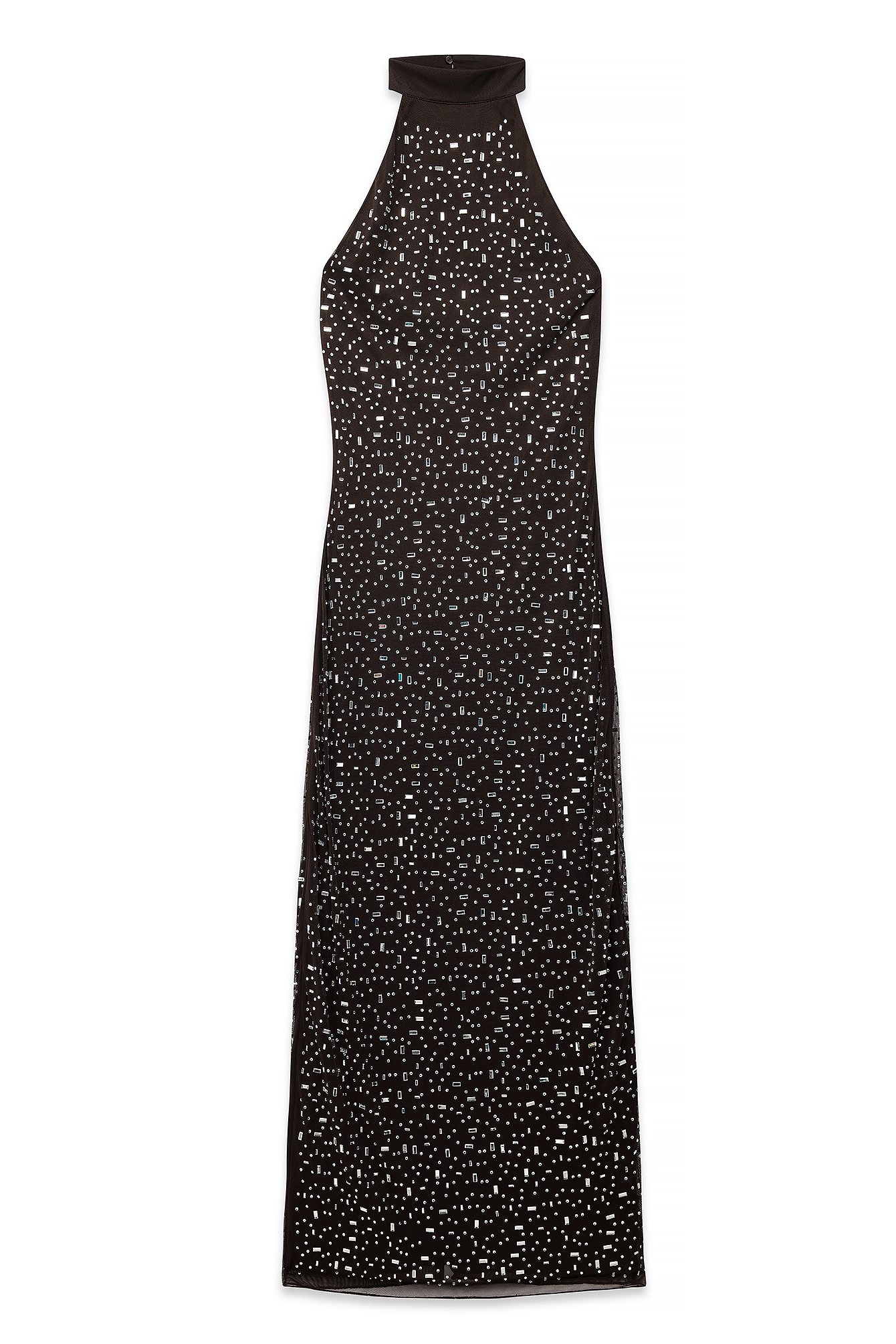 Brown Halterneck Rhinestone Dress
