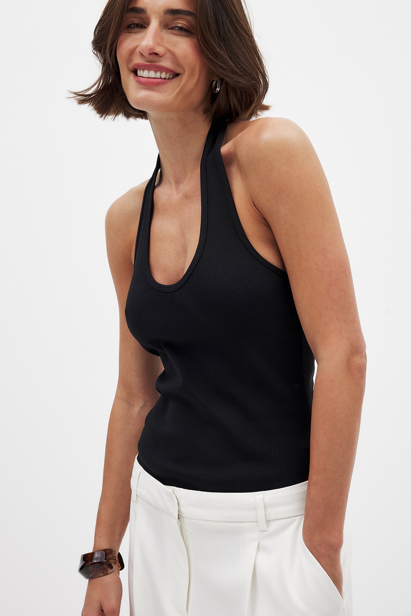 Maglietta Donna Dead Hand-Razor Back Top Black | Canottiera Gotica In Cotone | Spirale Horror