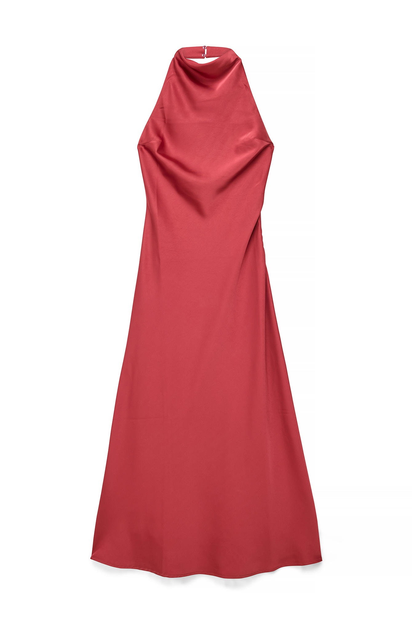 Dark Red Maxiklänning i satin med halterneck