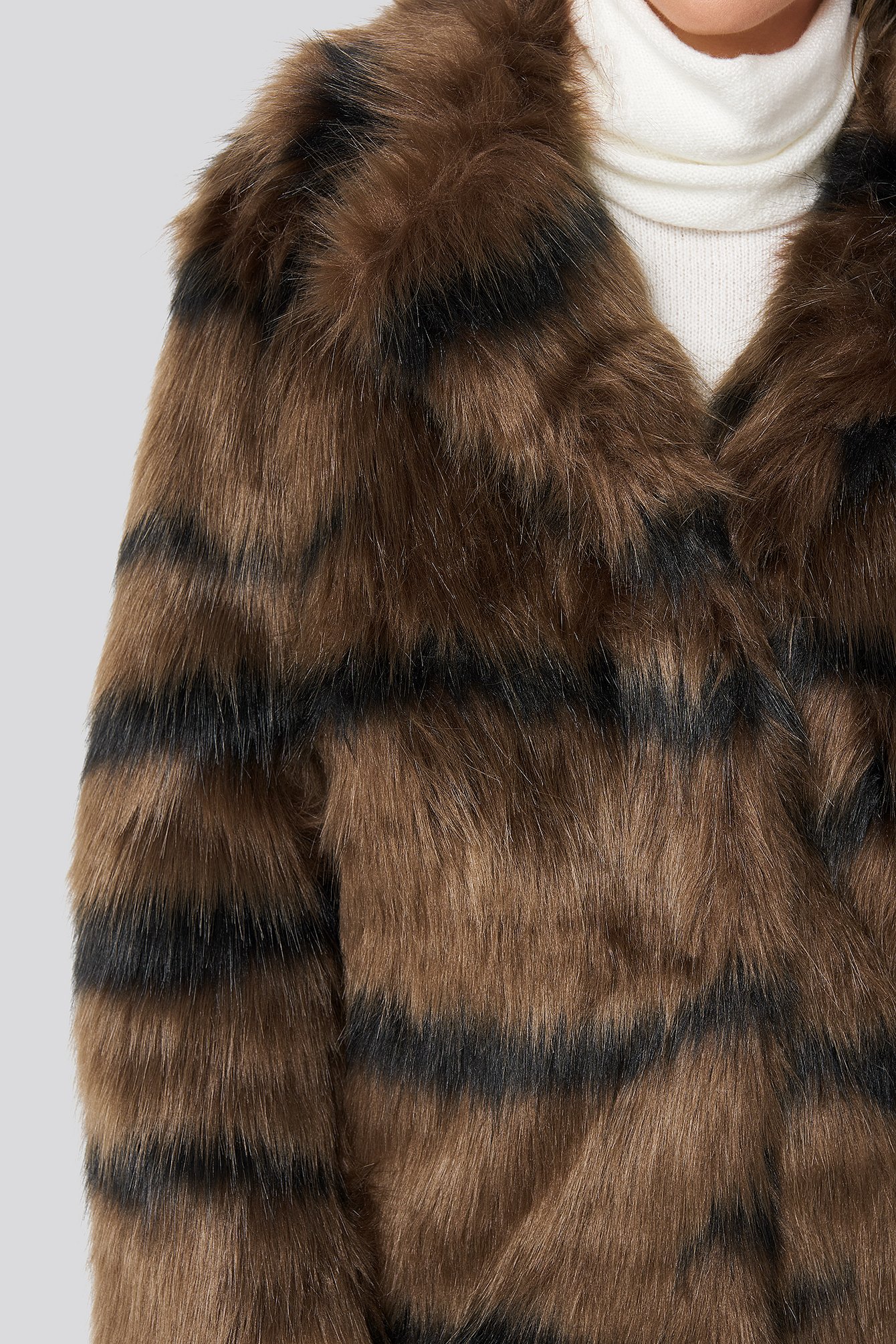 Tiger Cropped Sleeve Faux Fur Jacket