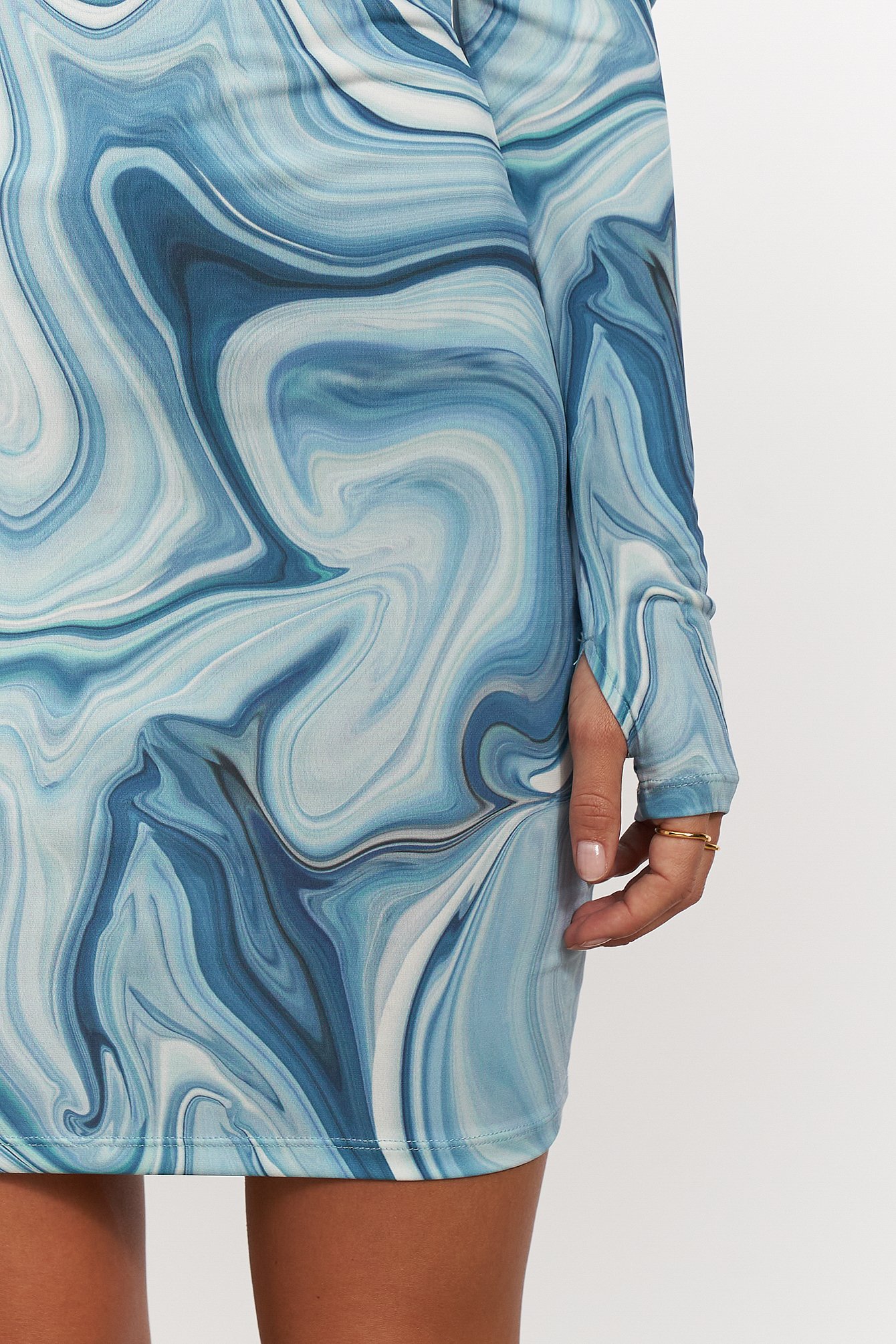 Blue Marble Nadrukowana sukienka mini ze sznurowanymi detalami