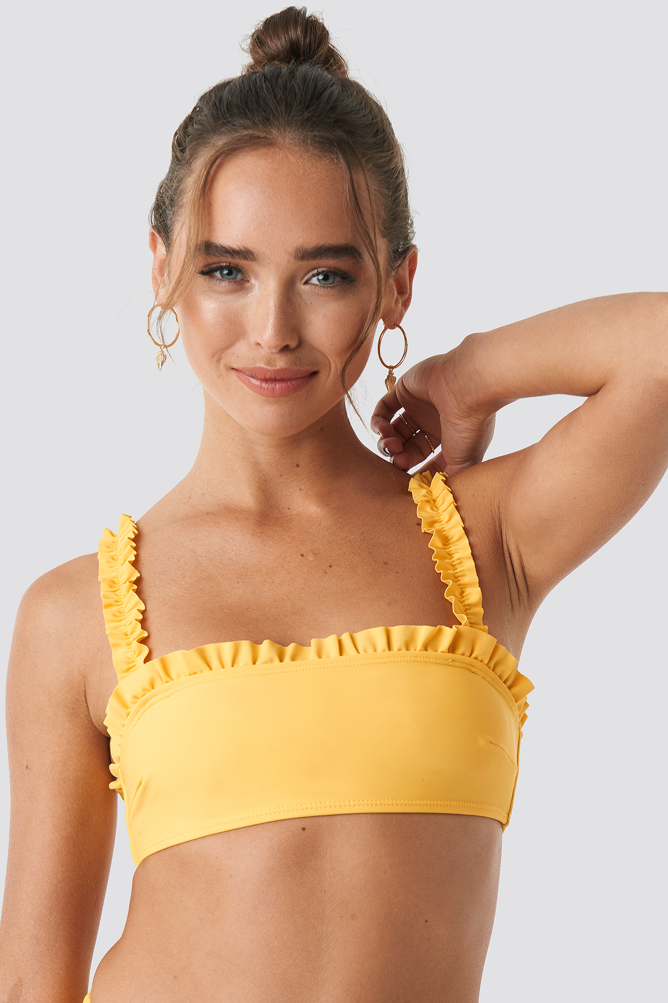 Gathered Bikini Top Mustard