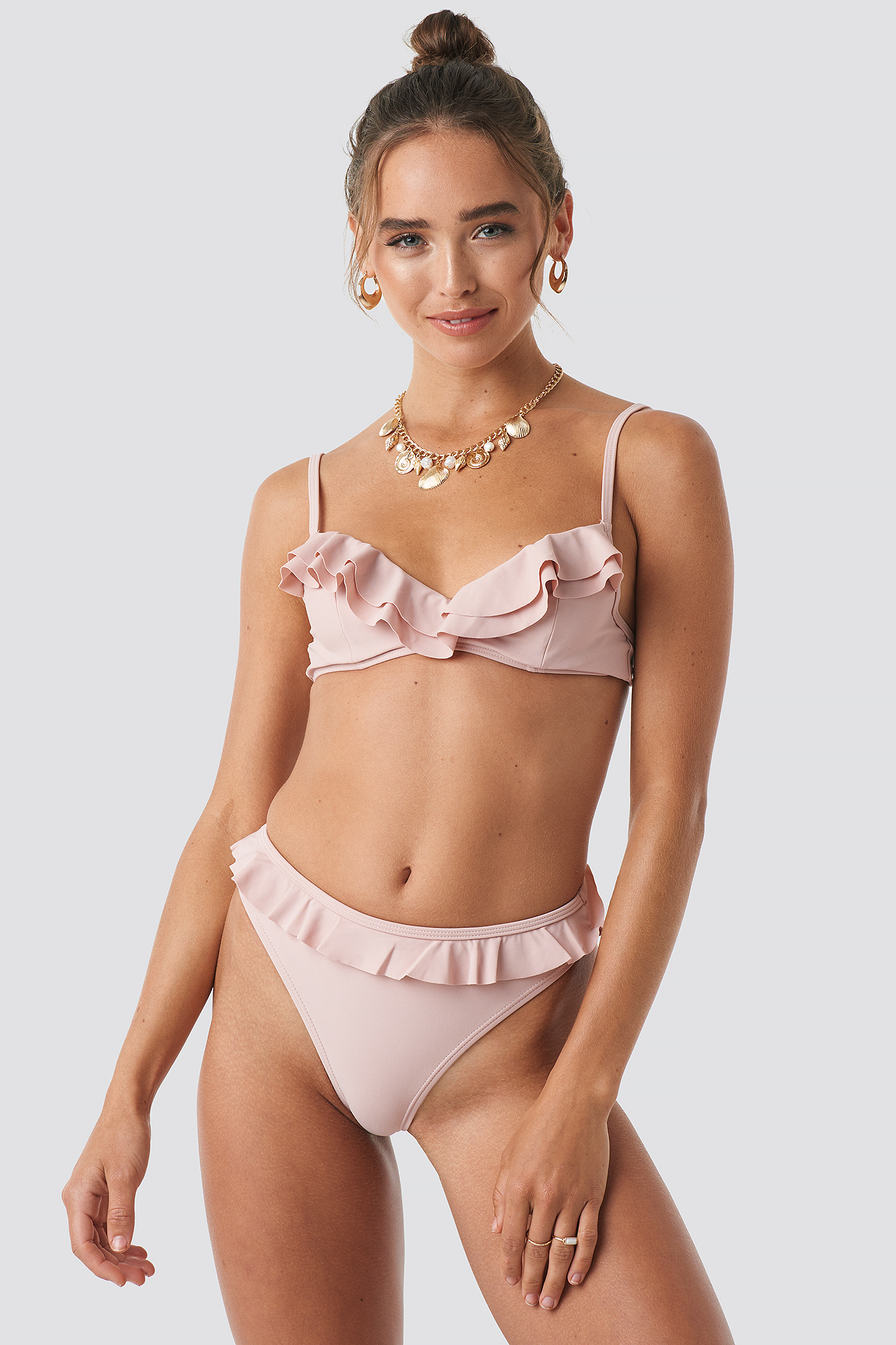 Ruffle Detail Bikini Bottom Rosa