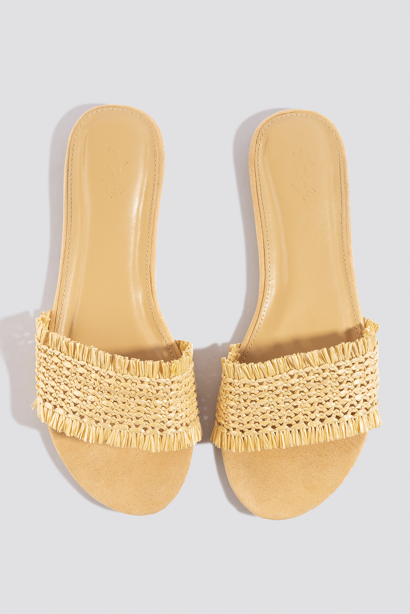 Straw Sliders Beige