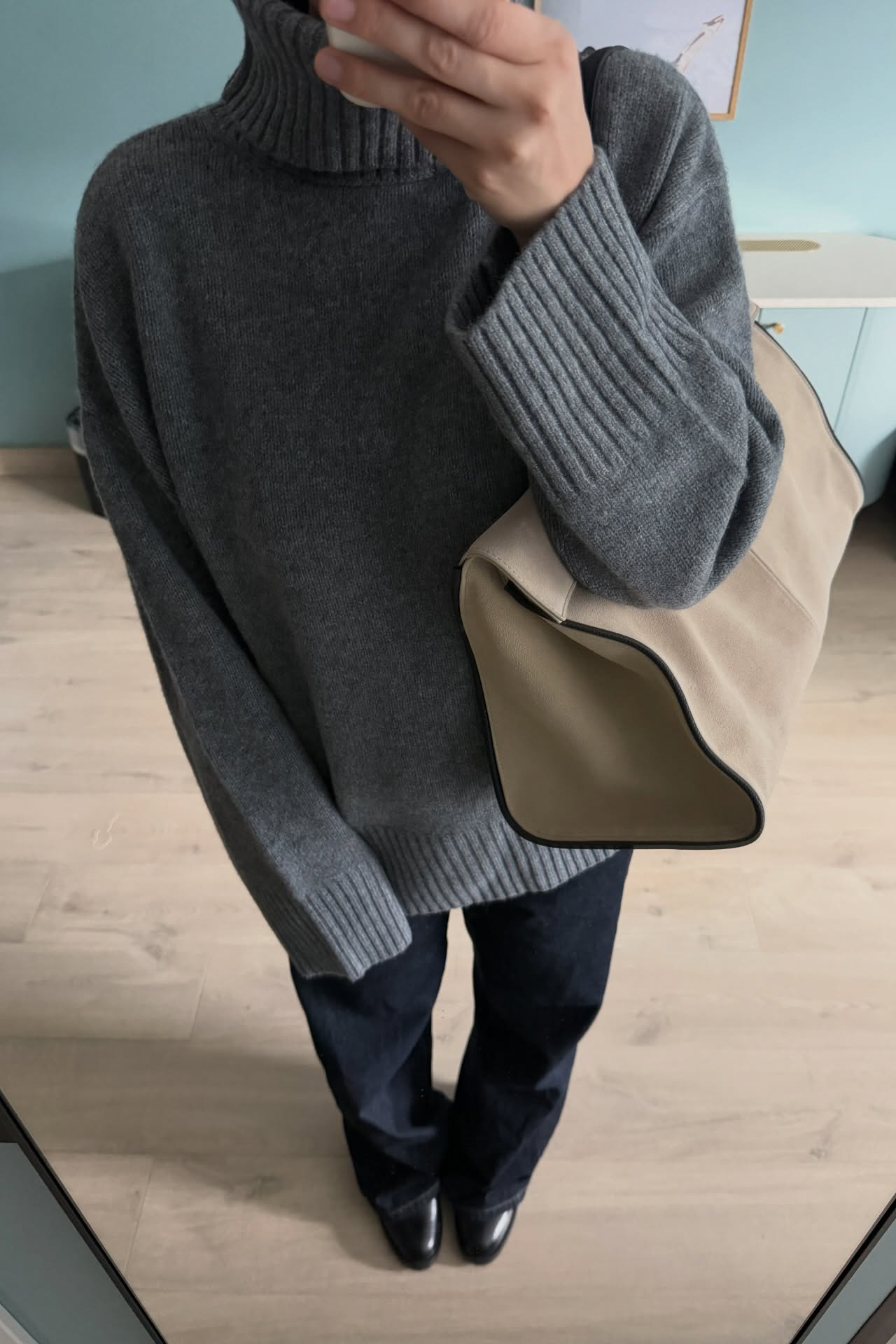 Knitted Wool Turtleneck Sweater Grey | NA-KD