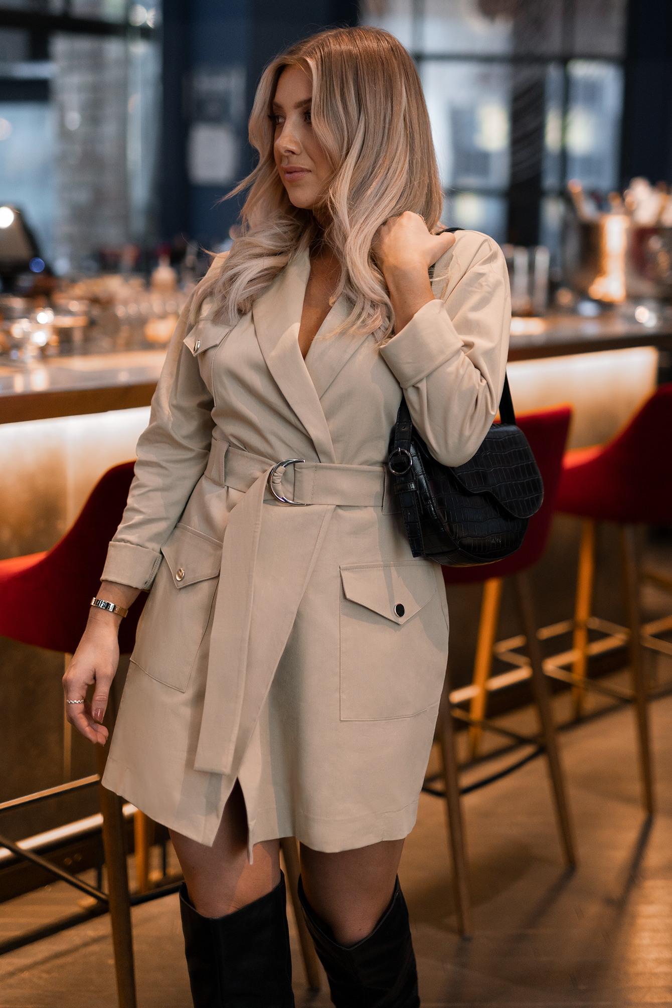 Cargo Blazer Dress Beige