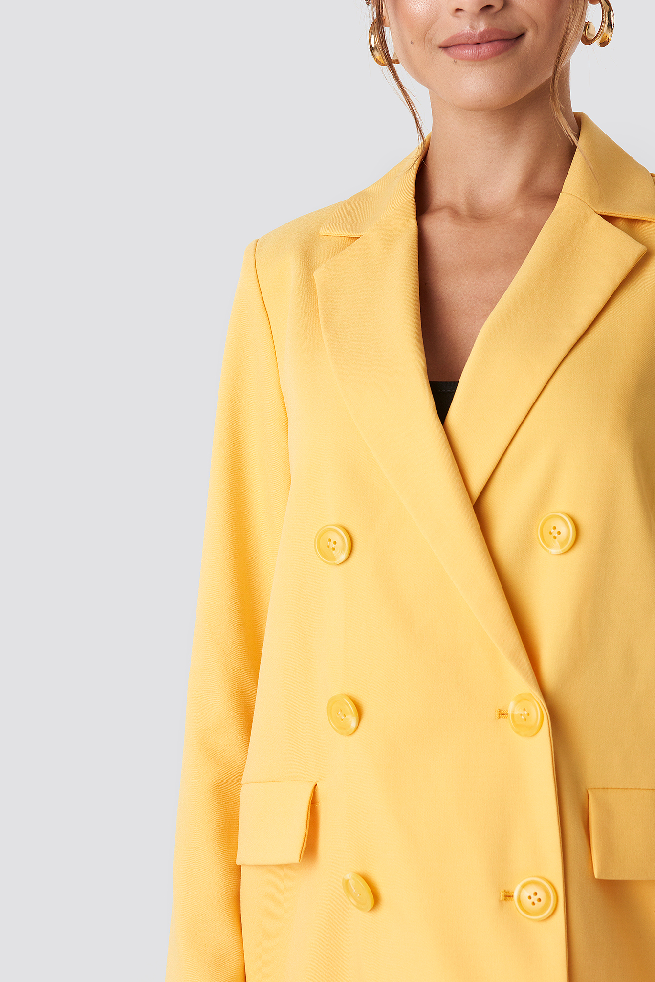 Double Breasted Straight Blazer Yellow 