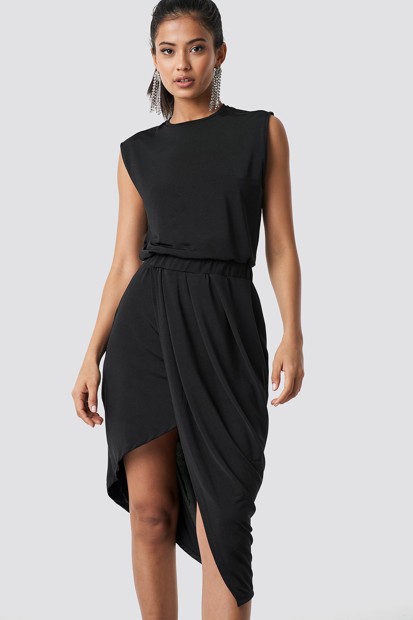 Draped Asymmetric Dress Black | na-kd.com