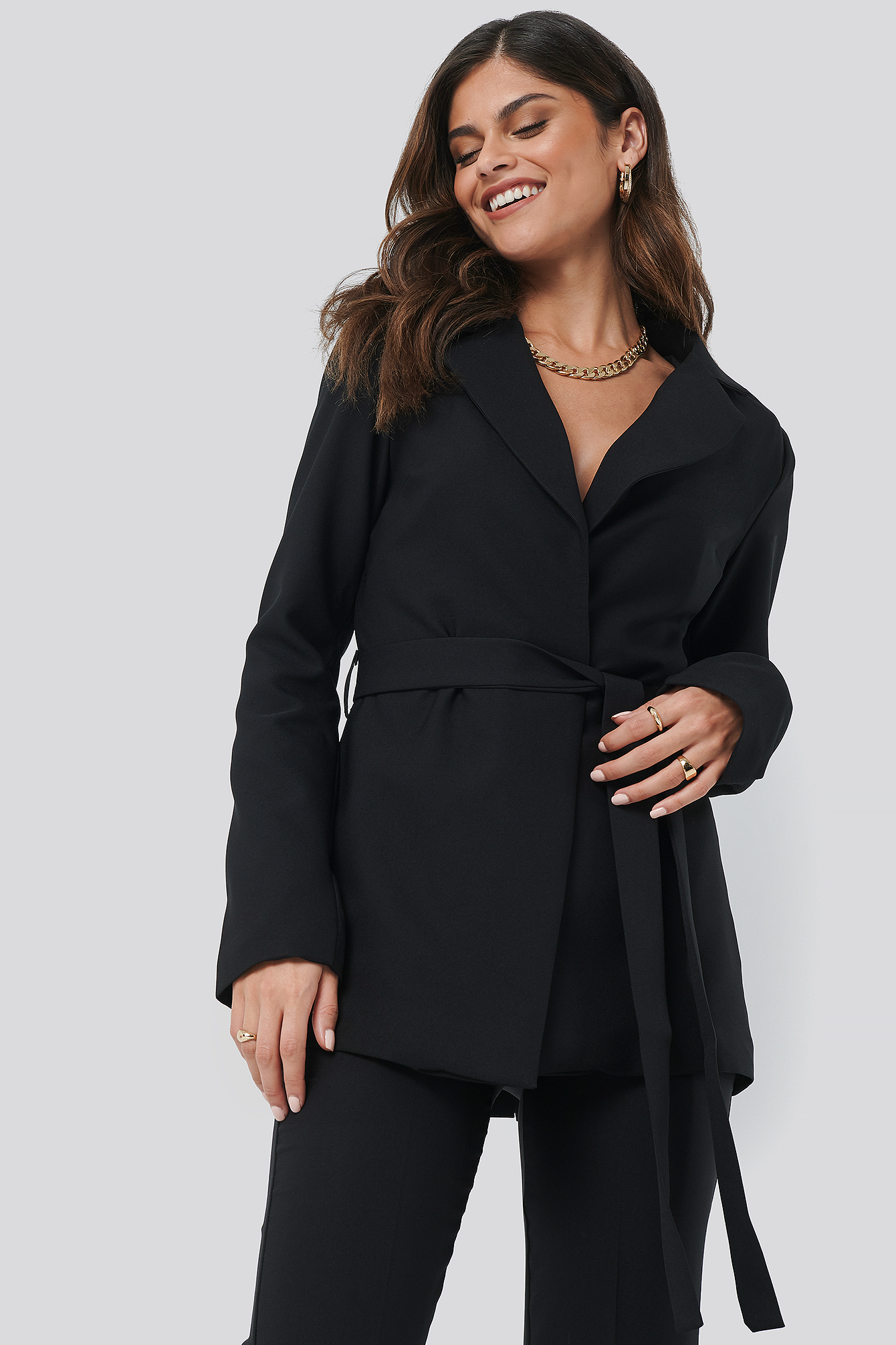 Front Tie Blazer Black