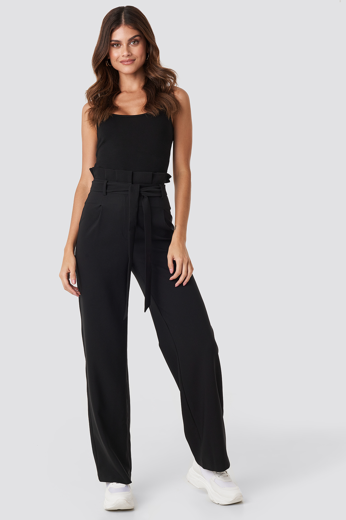 Highwaisted Tied Belt Pants Black