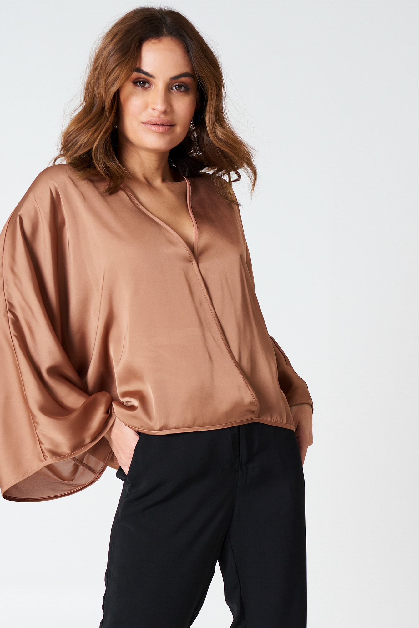 Kimono Overlapped Blouse Copper